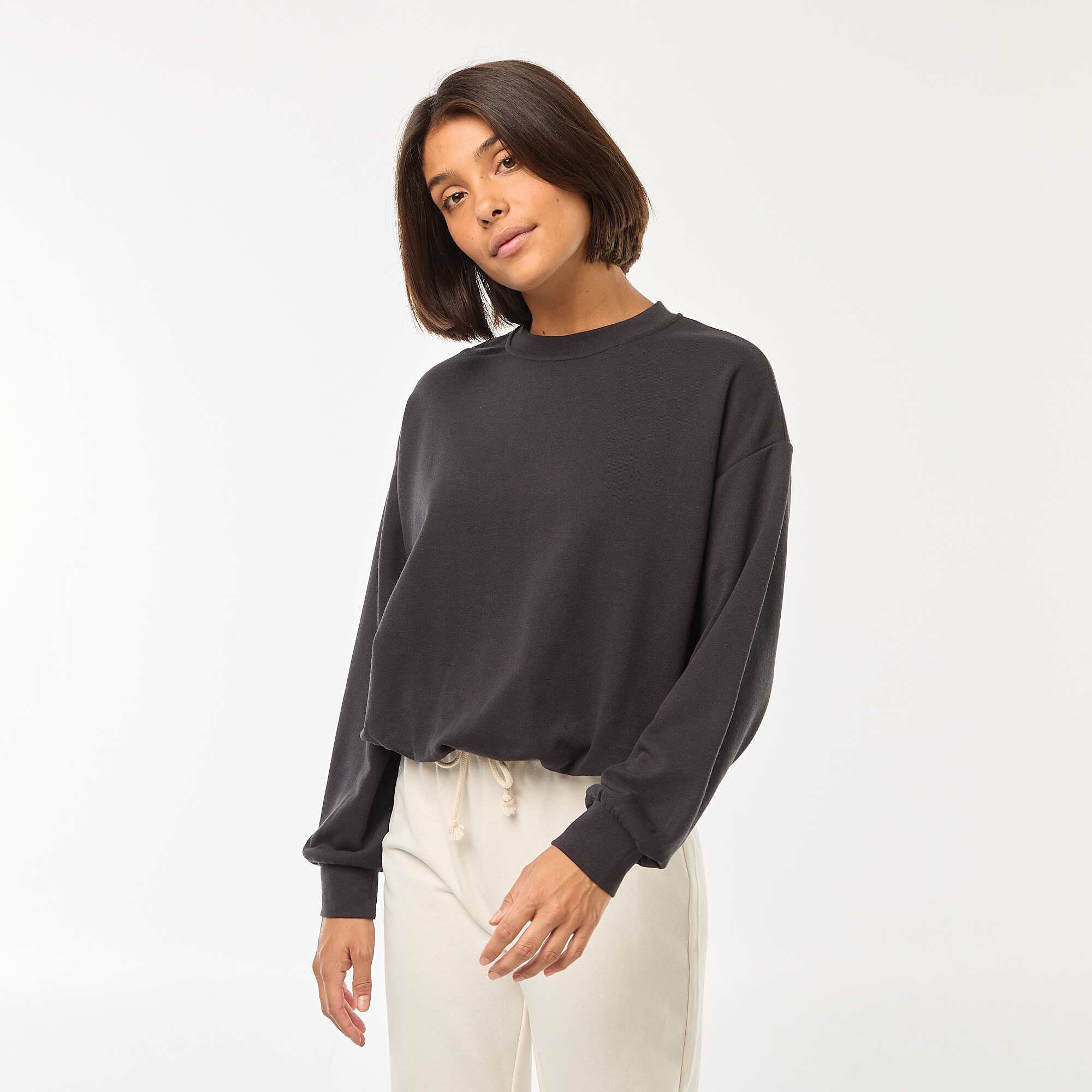 Balloon fit sweatshirt BLACK - Image 4