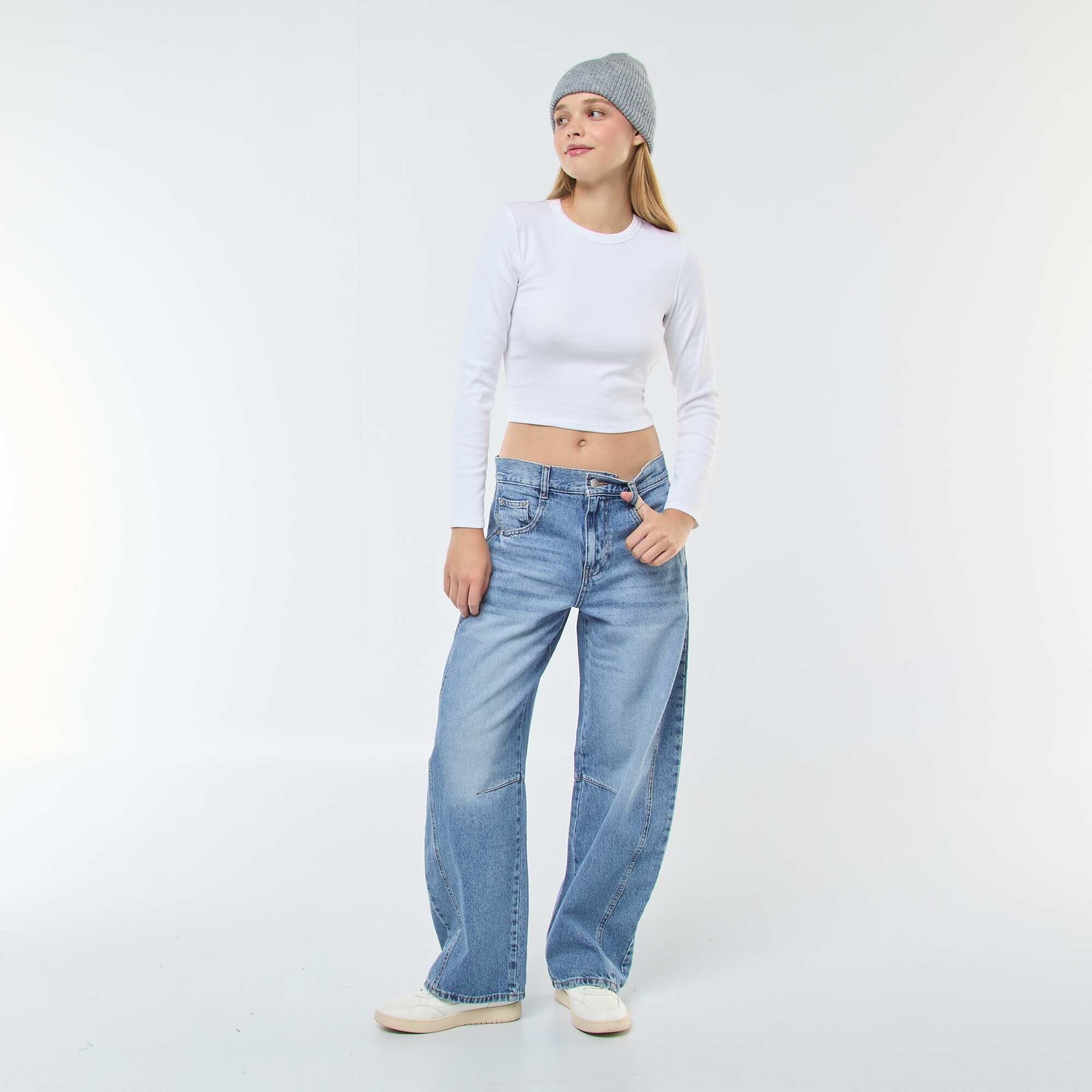 Basic cropped T-shirt WHITE - Image 5