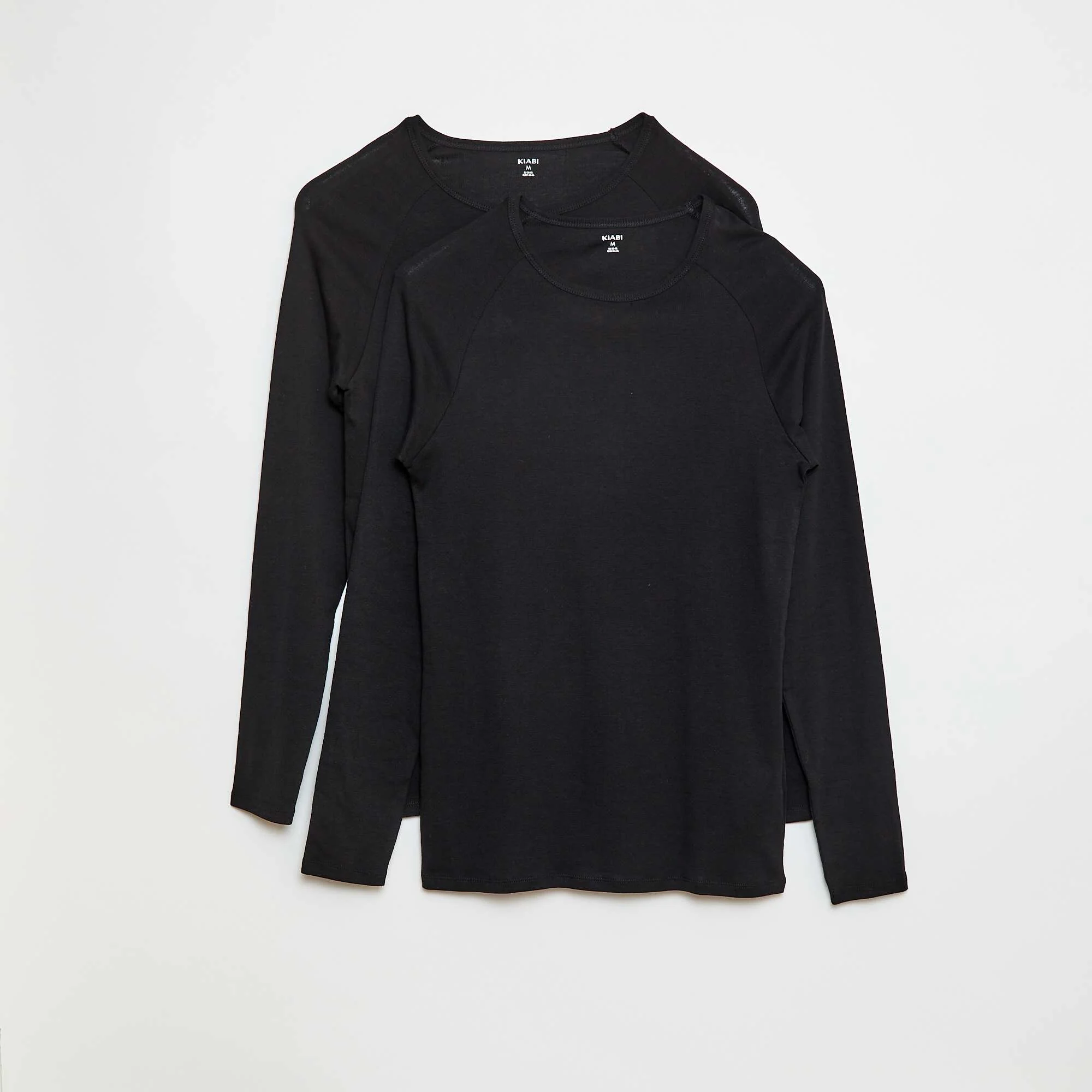 Basic Long-Sleeved Plain T-Shirts BLACK