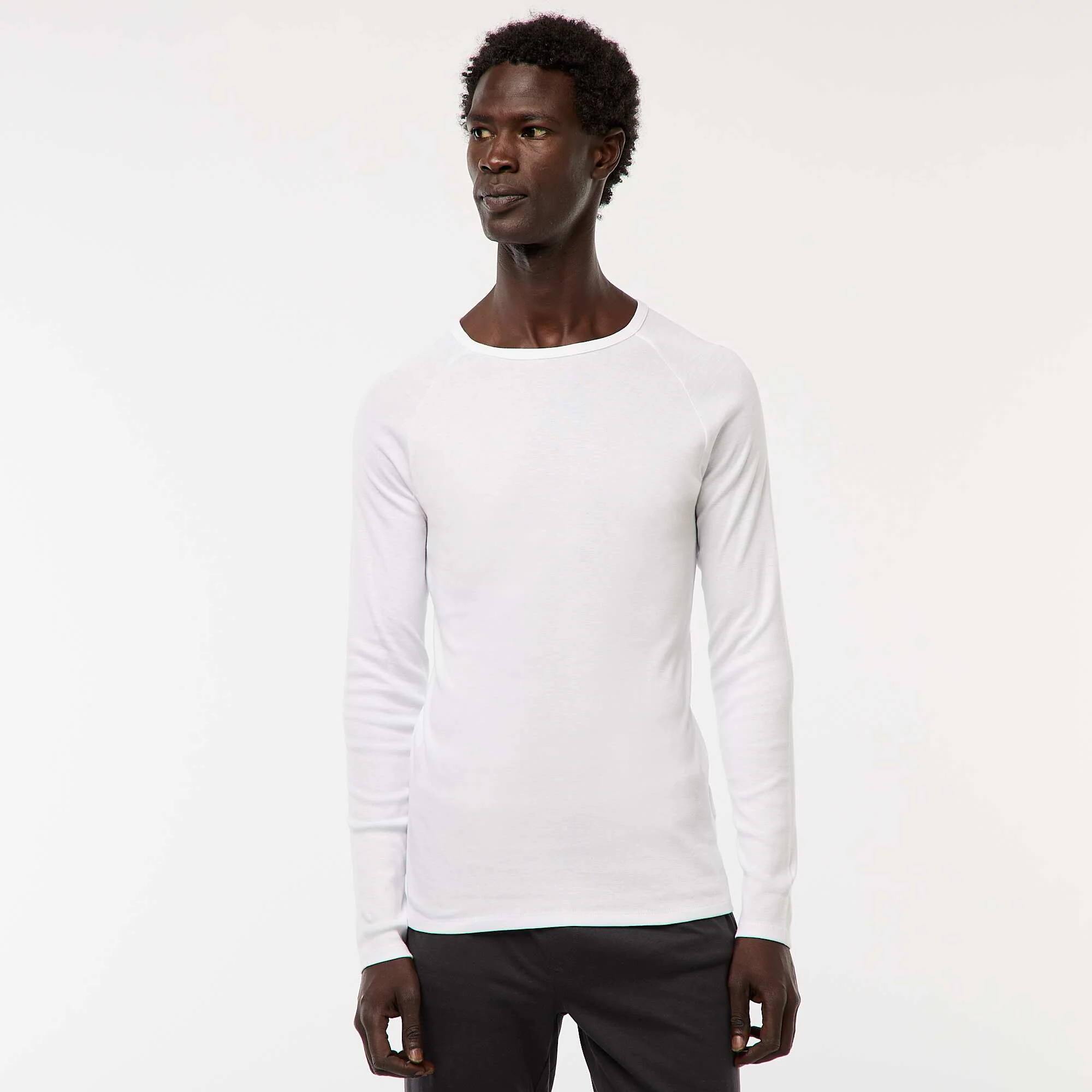 Basic Long-Sleeved Solid T-Shirts WHITE - Image 2