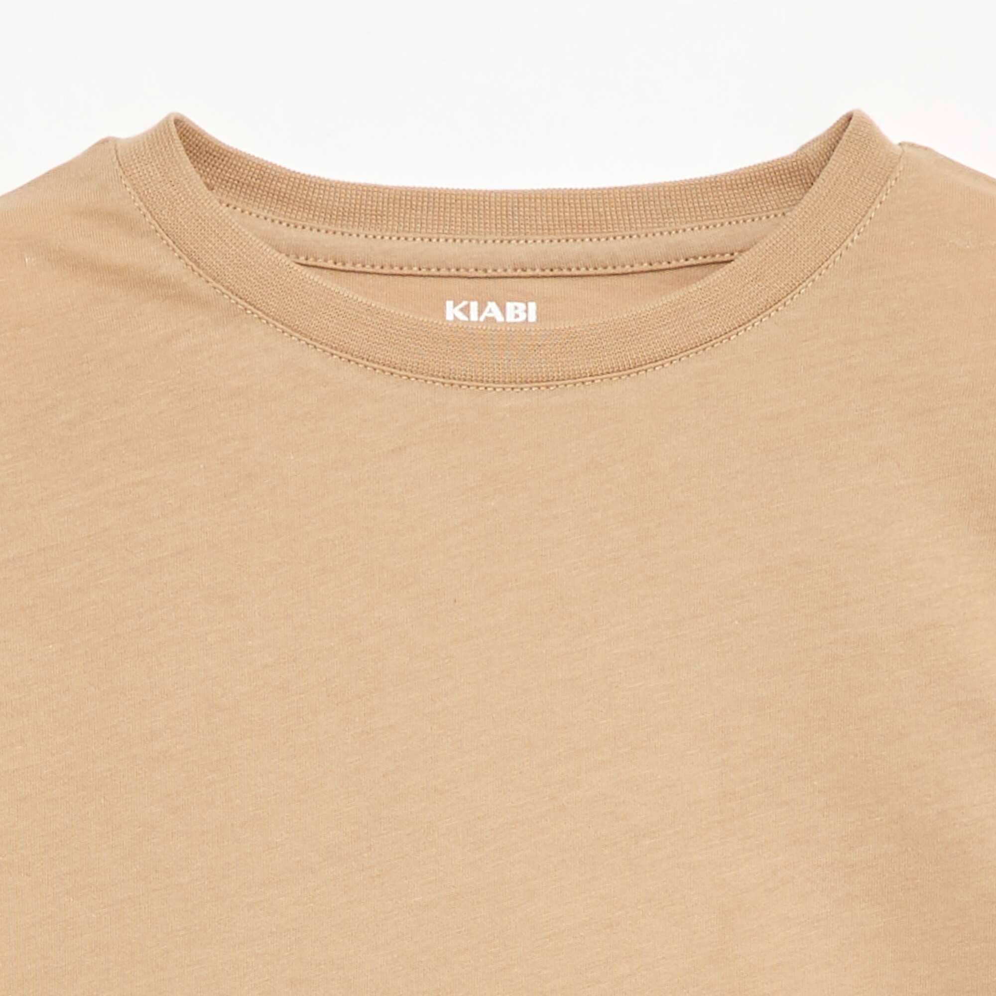Basic plain jersey T-shirt BEIGE - Image 3