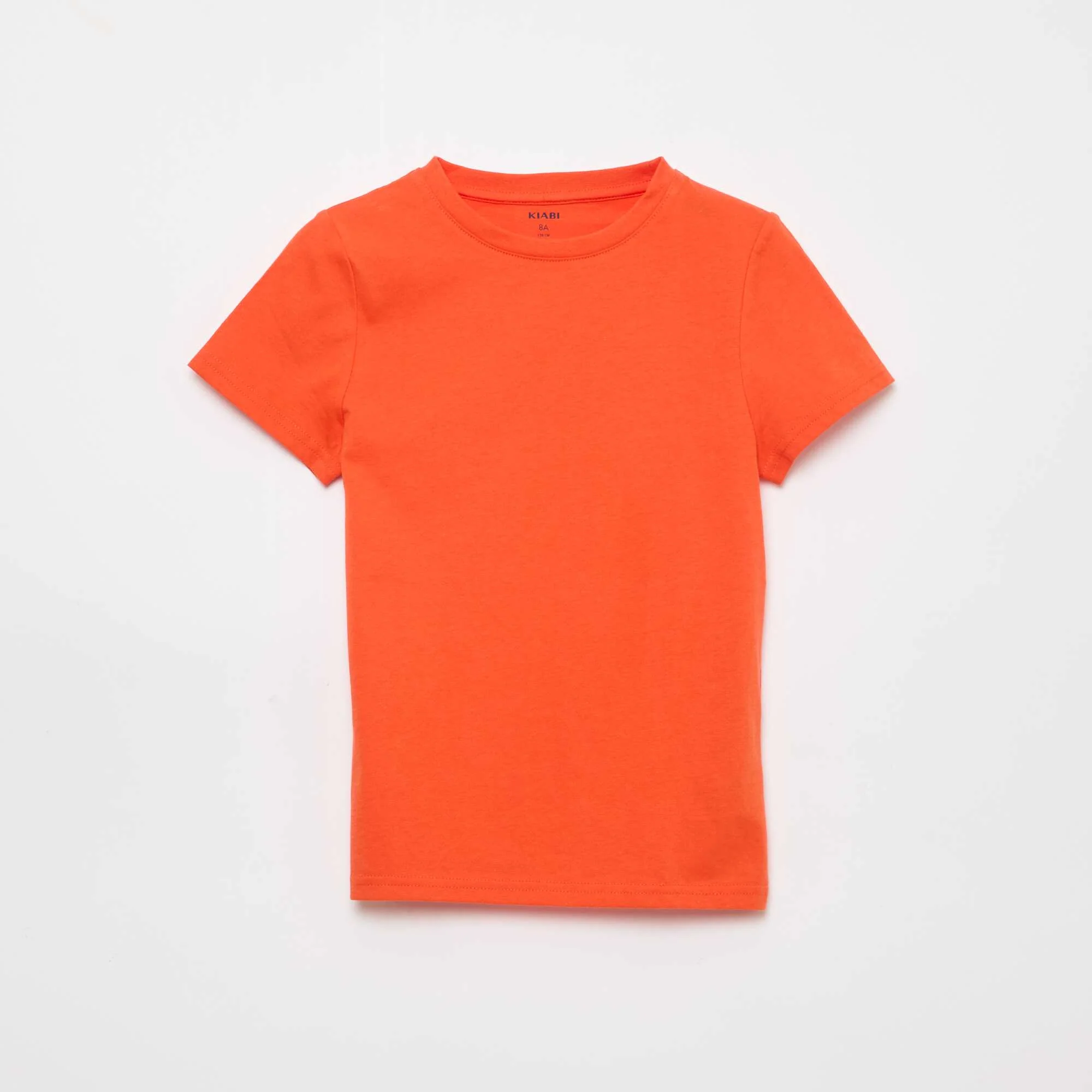 Basic plain jersey T-shirt ORANGE