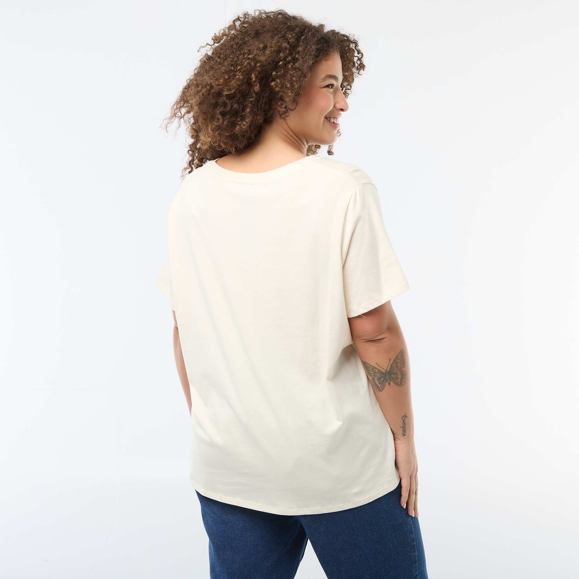 Basic V-neck Short-Sleeve T-shirt WHITE - Image 5