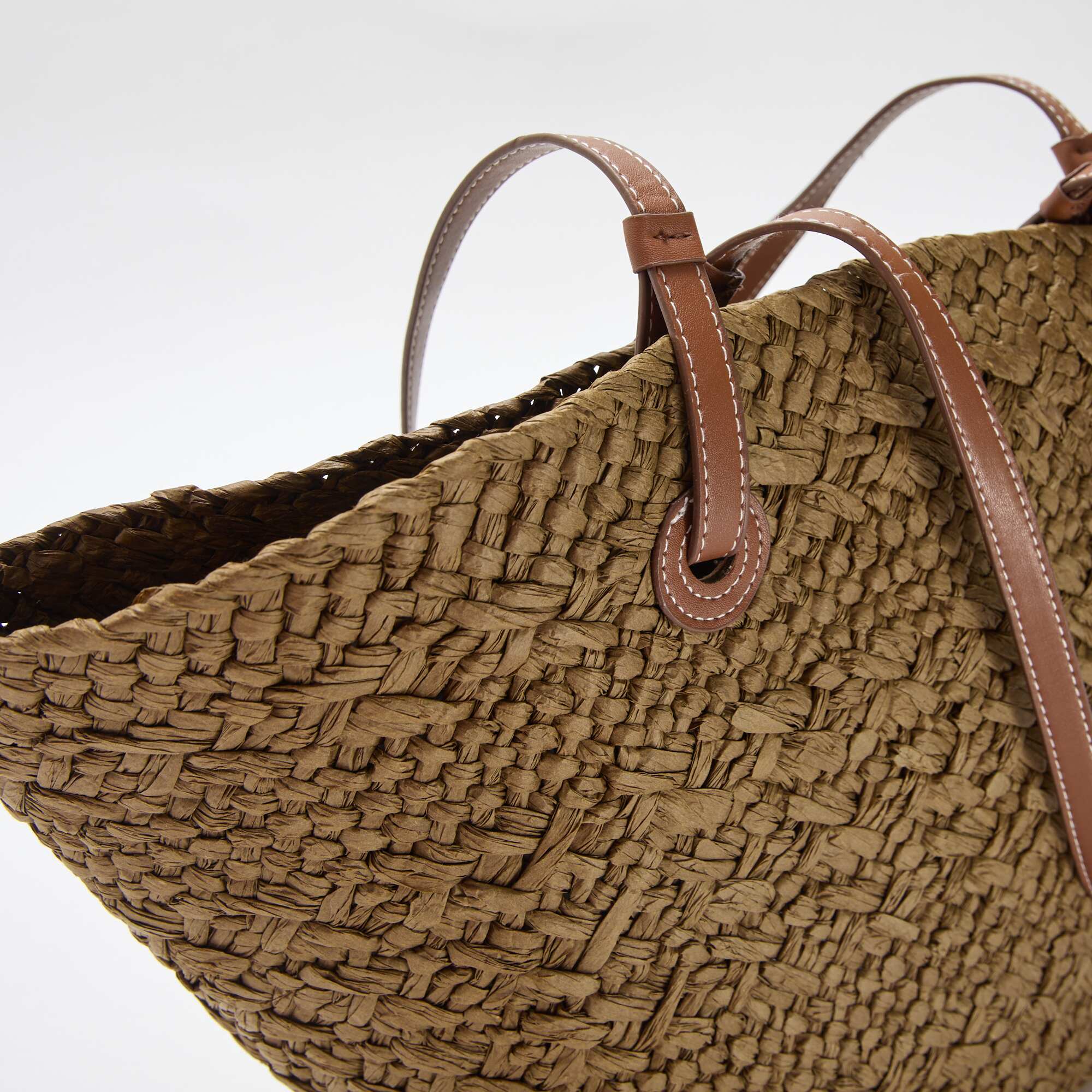 Basket Bag with Handles KHAKI - Image 4
