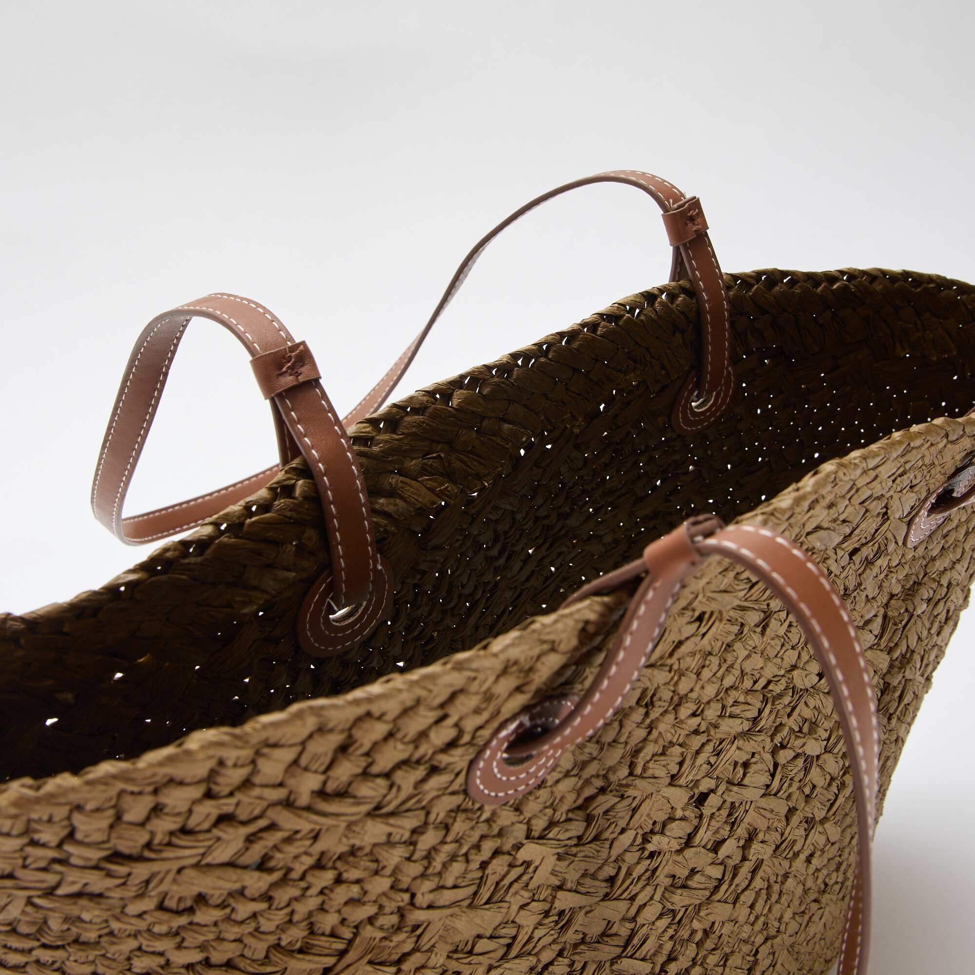 Basket Bag with Handles KHAKI - Image 5