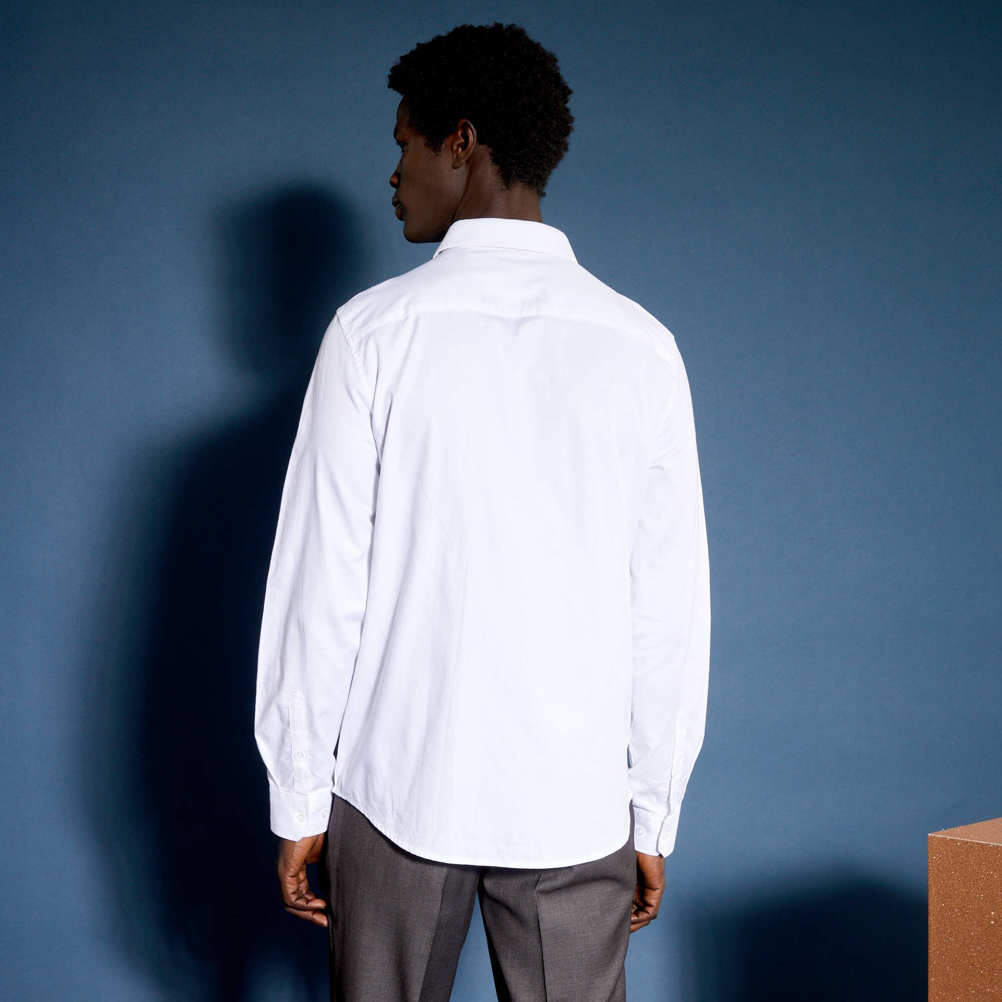 Block colour straight-cut shirt White - Image 3