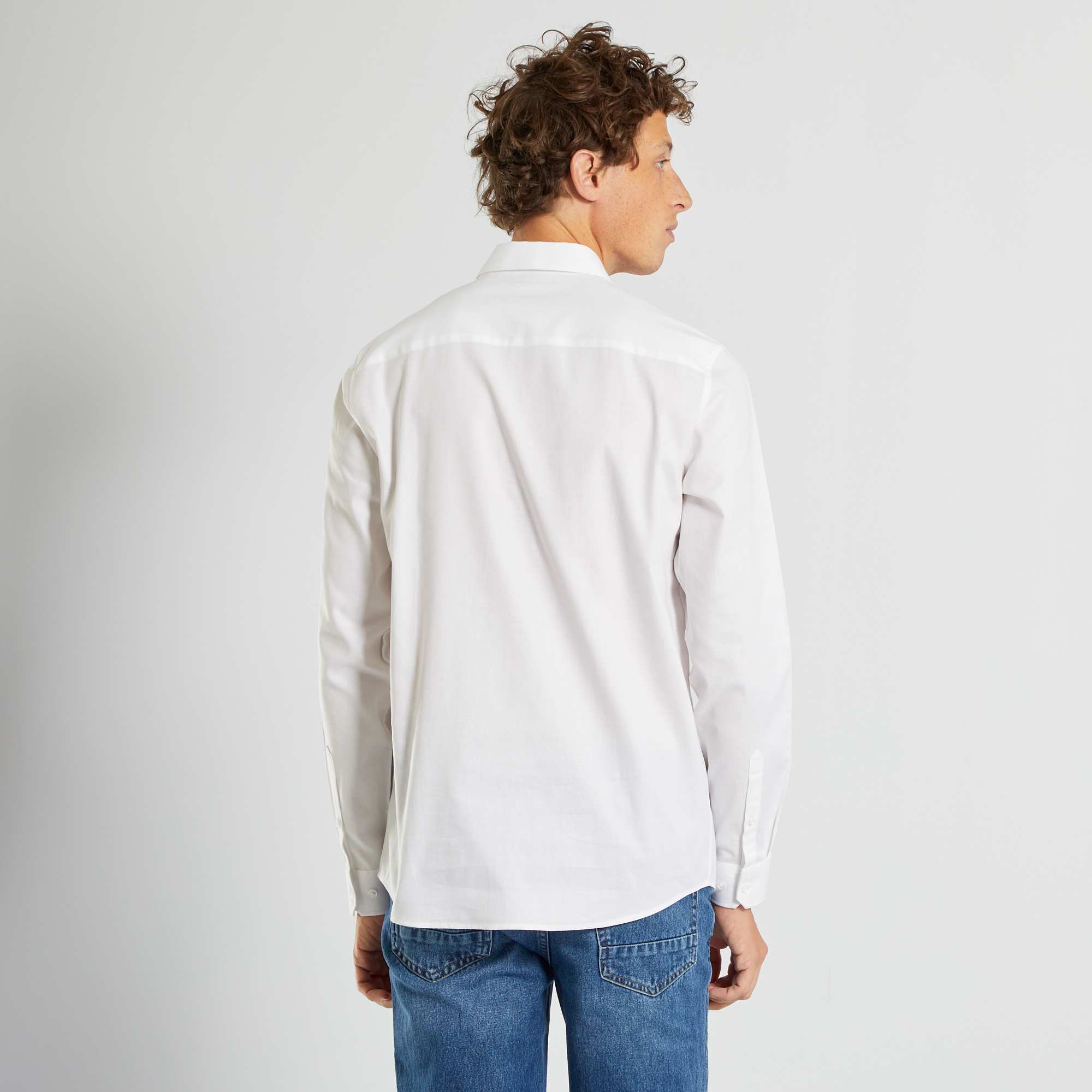 Block colour straight-cut shirt White - Image 5