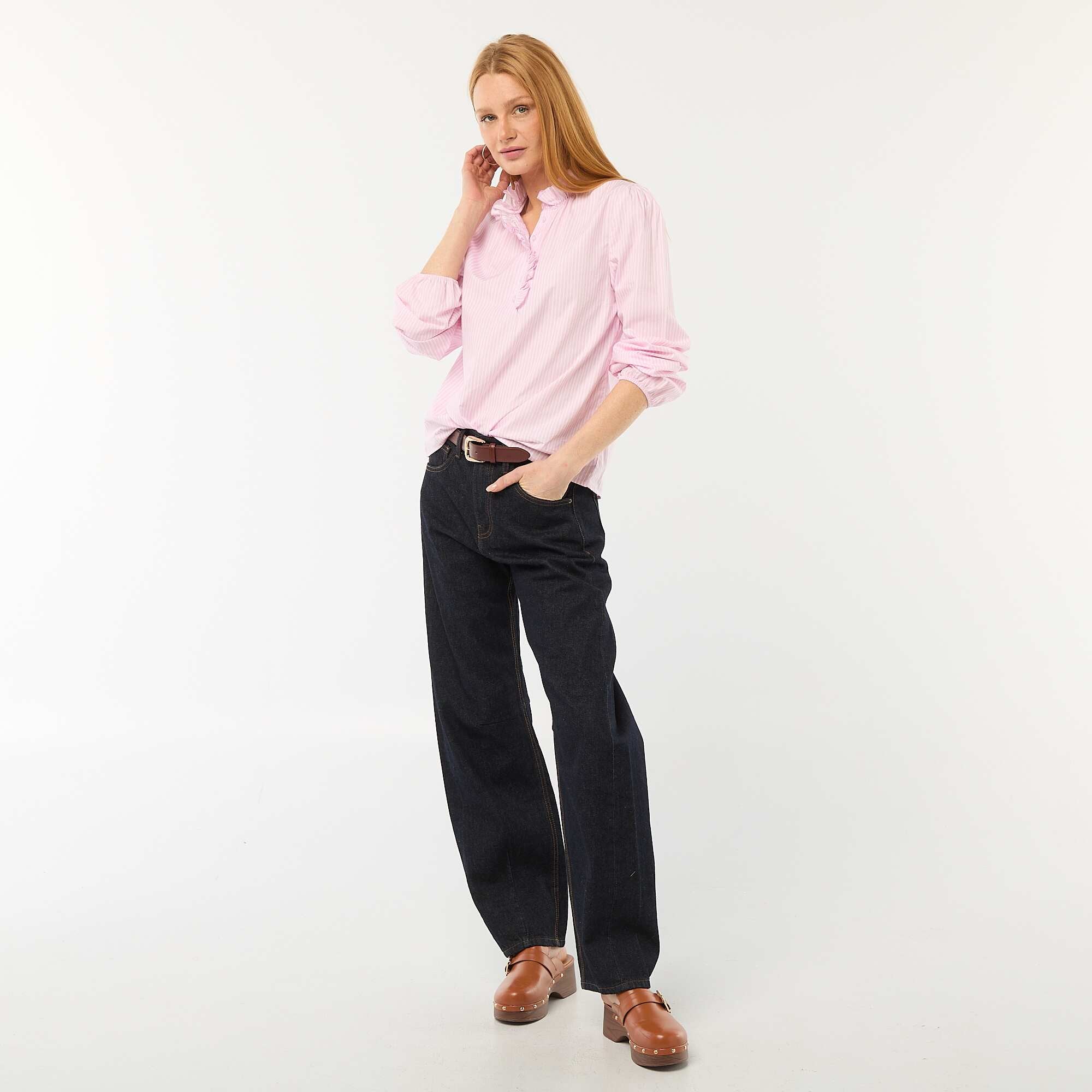 Blouse with Ruffled Collar and Opening PINK - Image 2