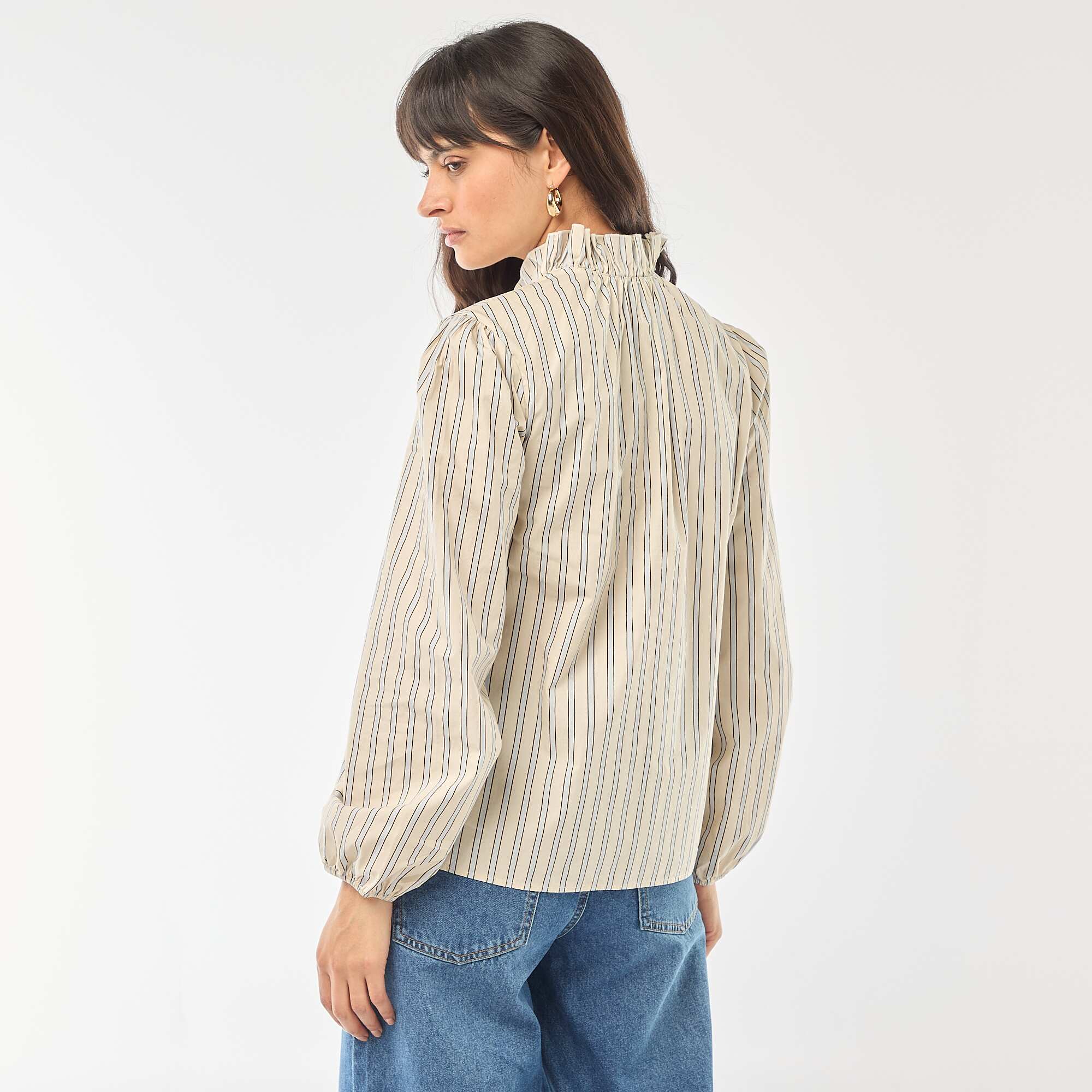 Blouse with Ruffled Collar and Opening WHITE - Image 3
