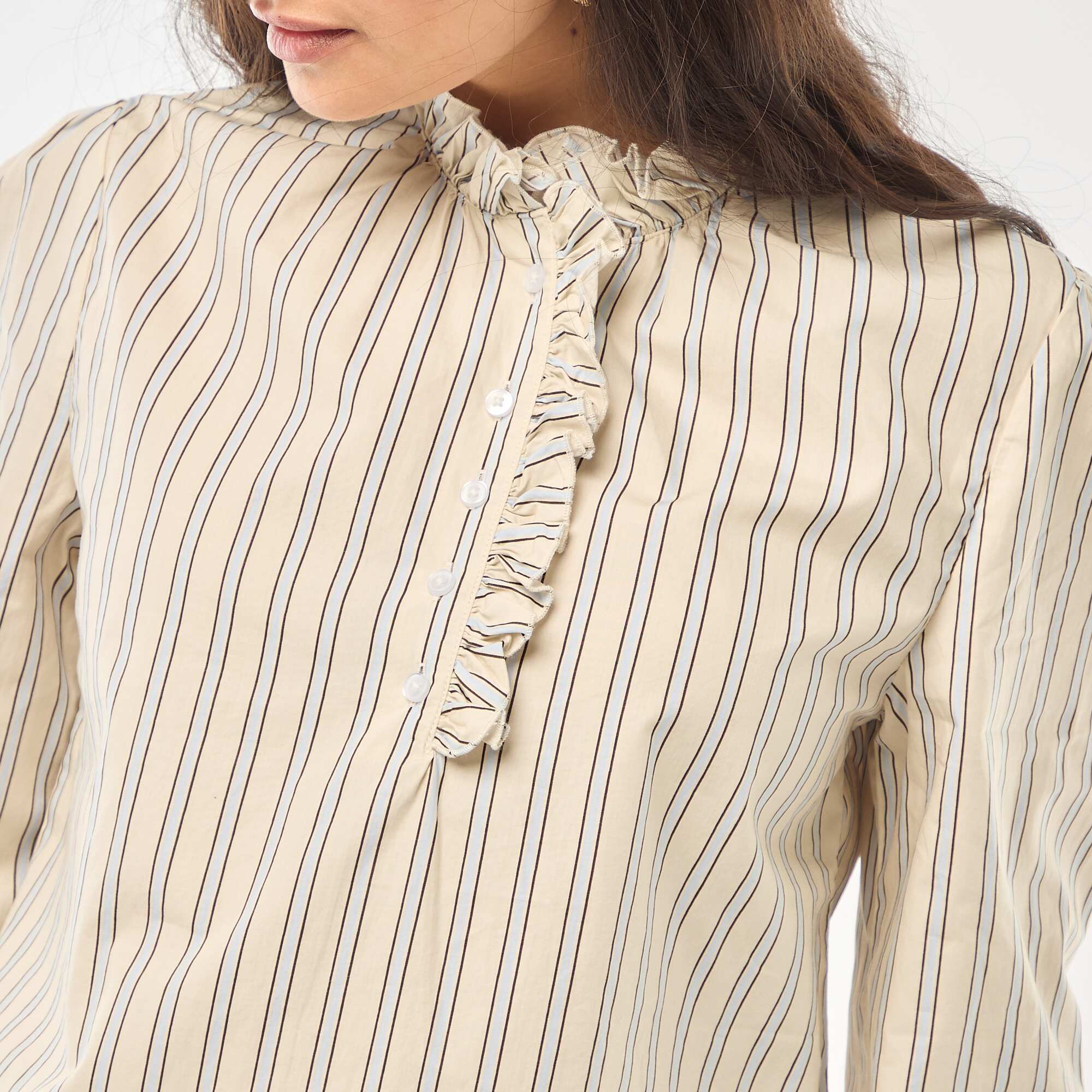 Blouse with Ruffled Collar and Opening WHITE - Image 5