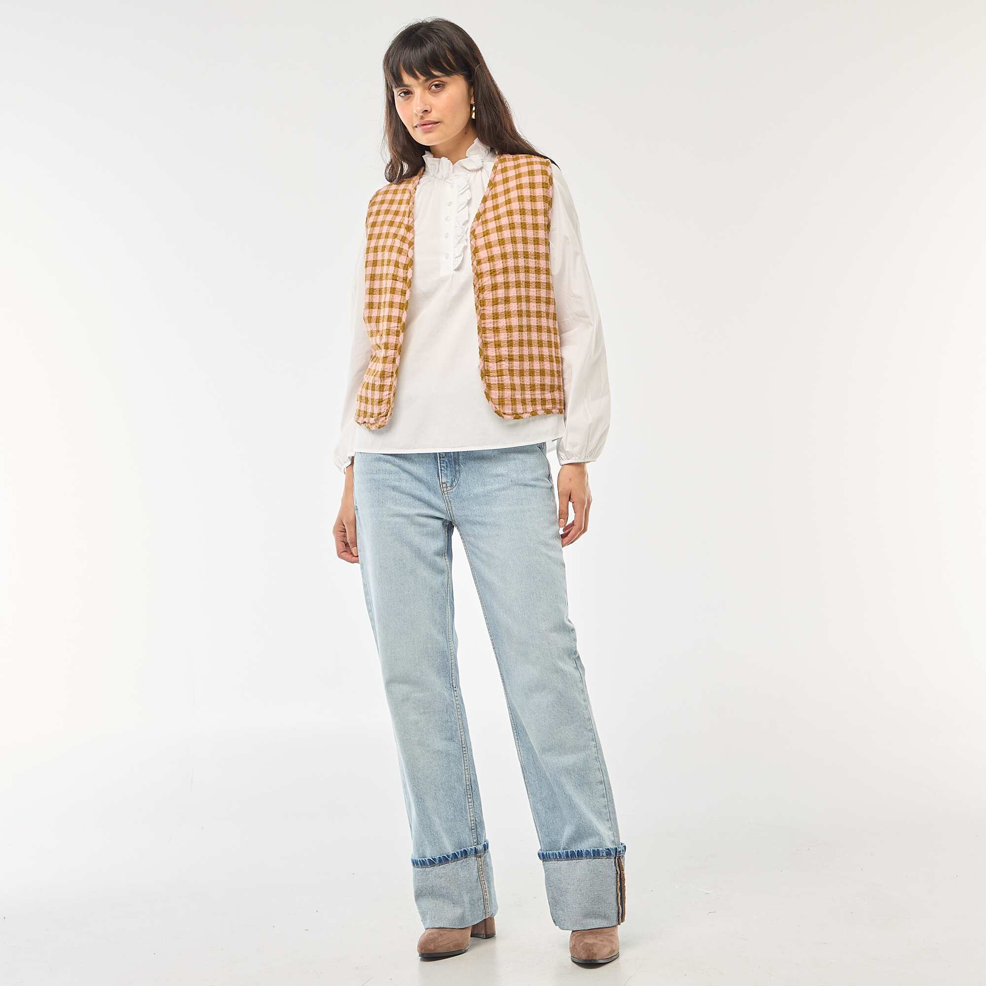 Blouse with Ruffled Collar and Opening WHITE - Image 2