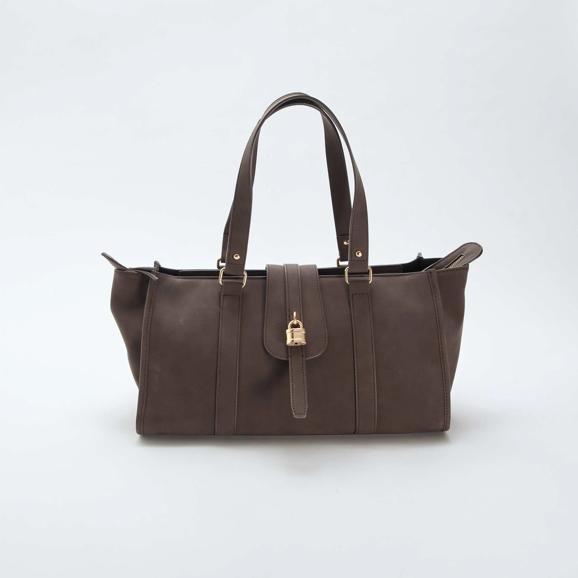 Bowling Bag with Padlock Detail BROWN - Image 3