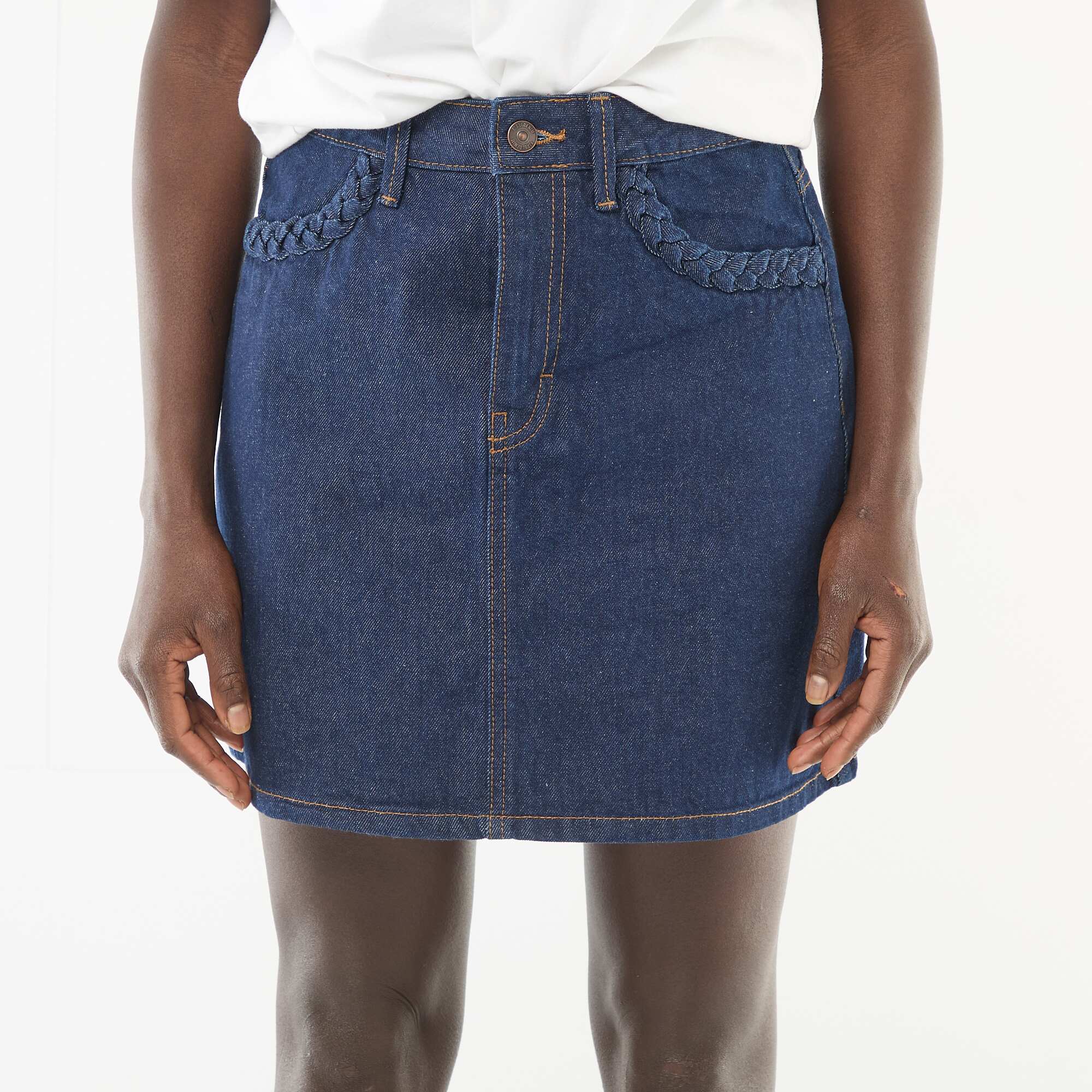 Braided Pocket Denim Skirt BLUE - Image 2
