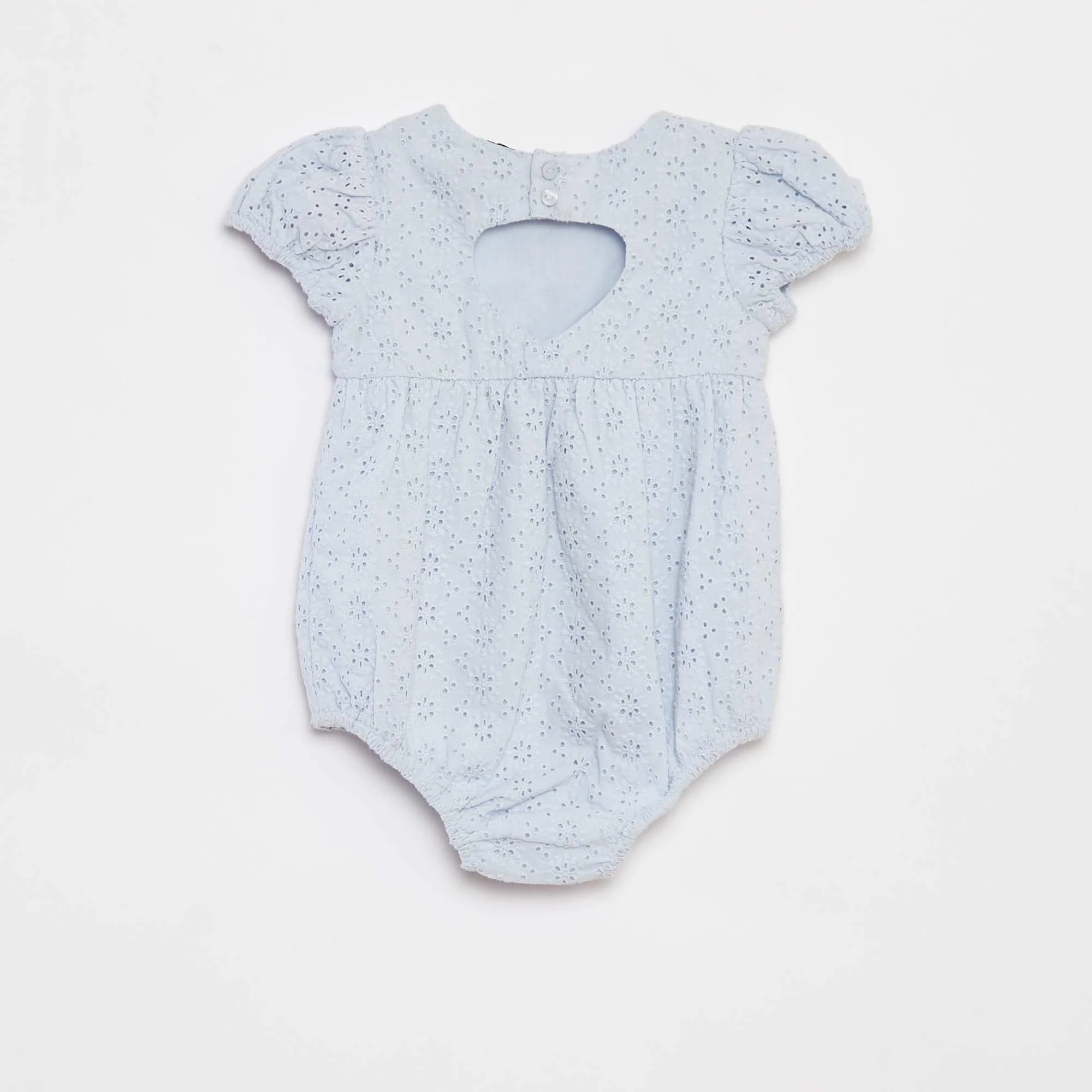 Broderie anglaise romper suit + sun hat - 2-piece set BLUE - Image 3