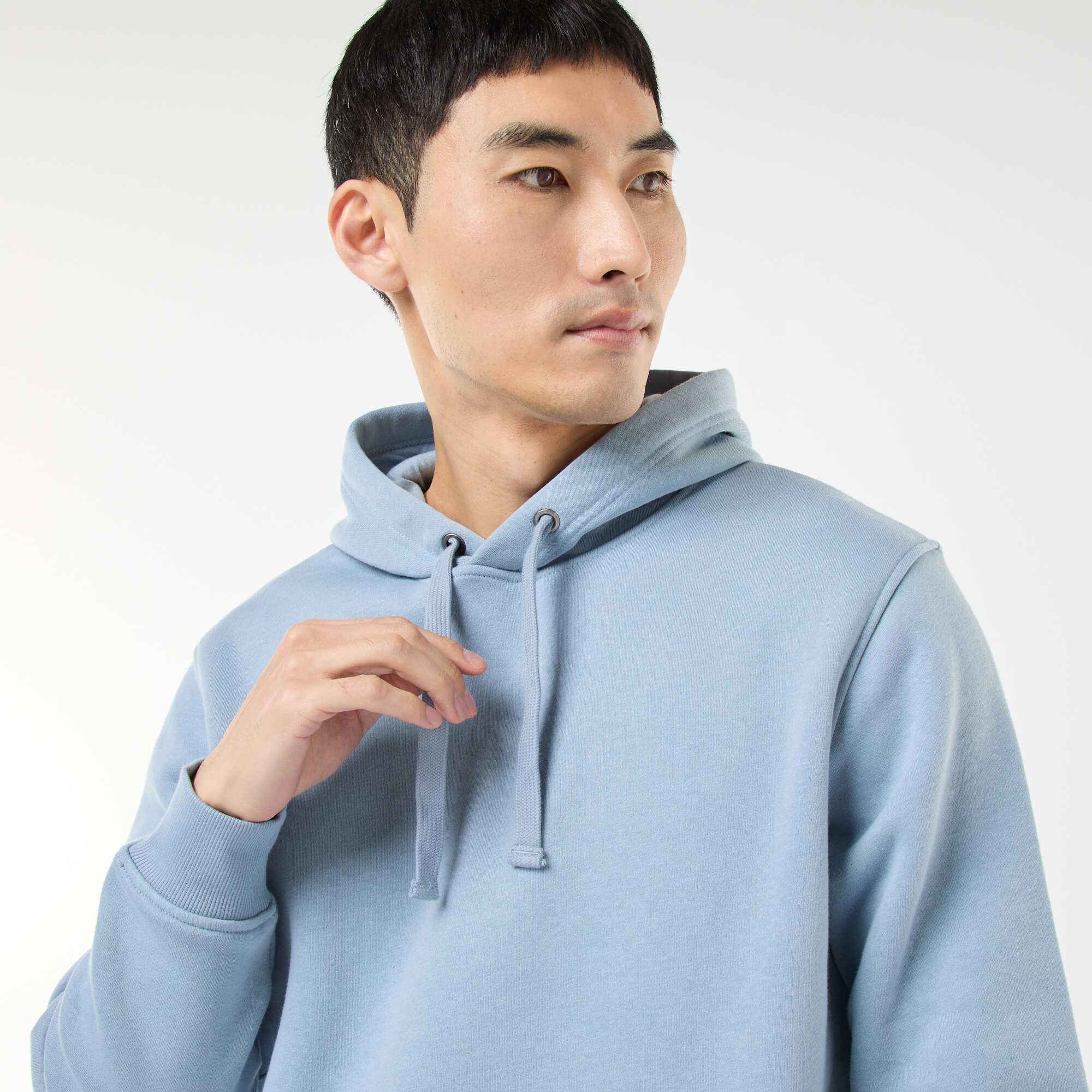 Brushed Fleece Hoodie with Kangaroo Pocket BLUE - Image 3