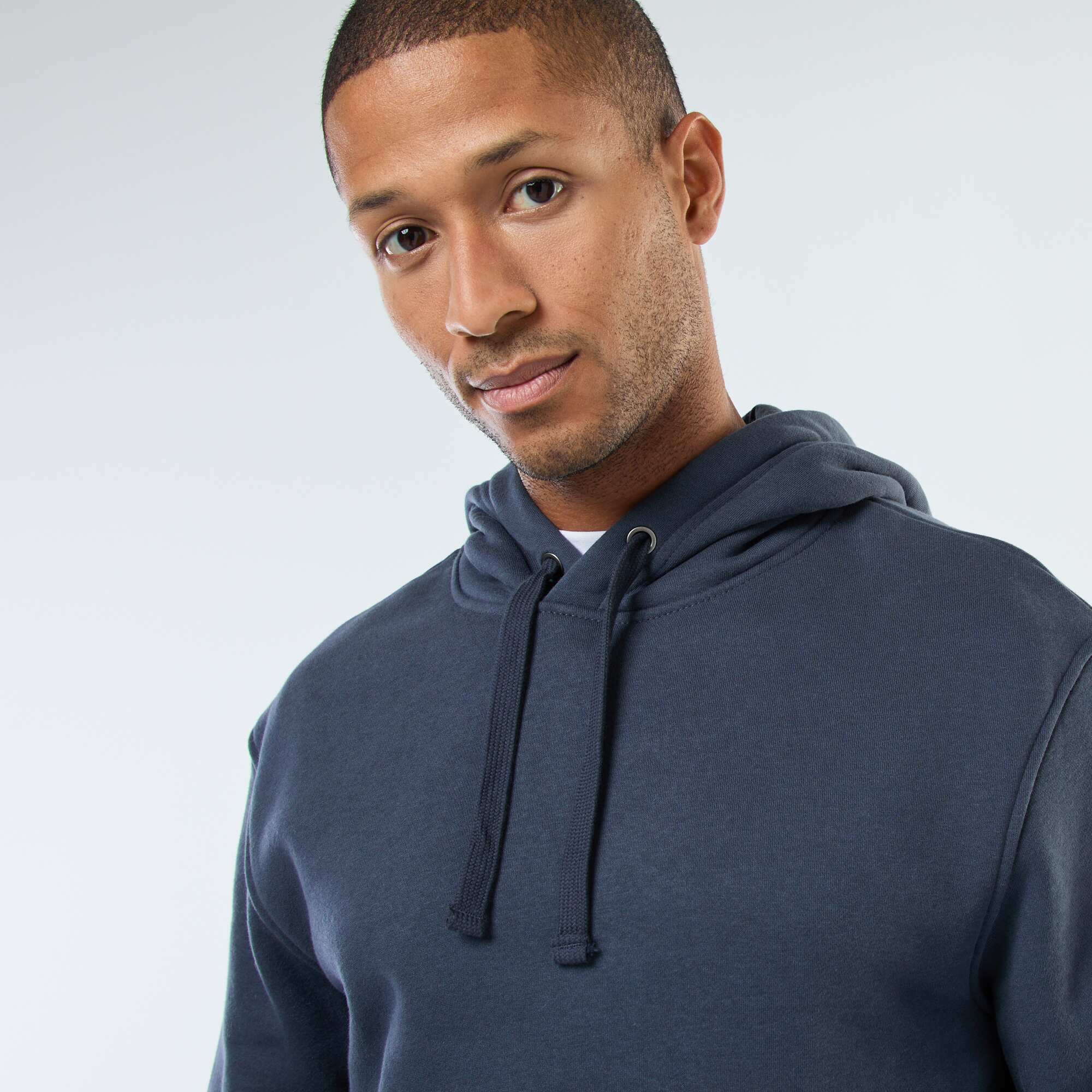 Brushed Fleece Hoodie with Kangaroo Pocket BLUE - Image 4