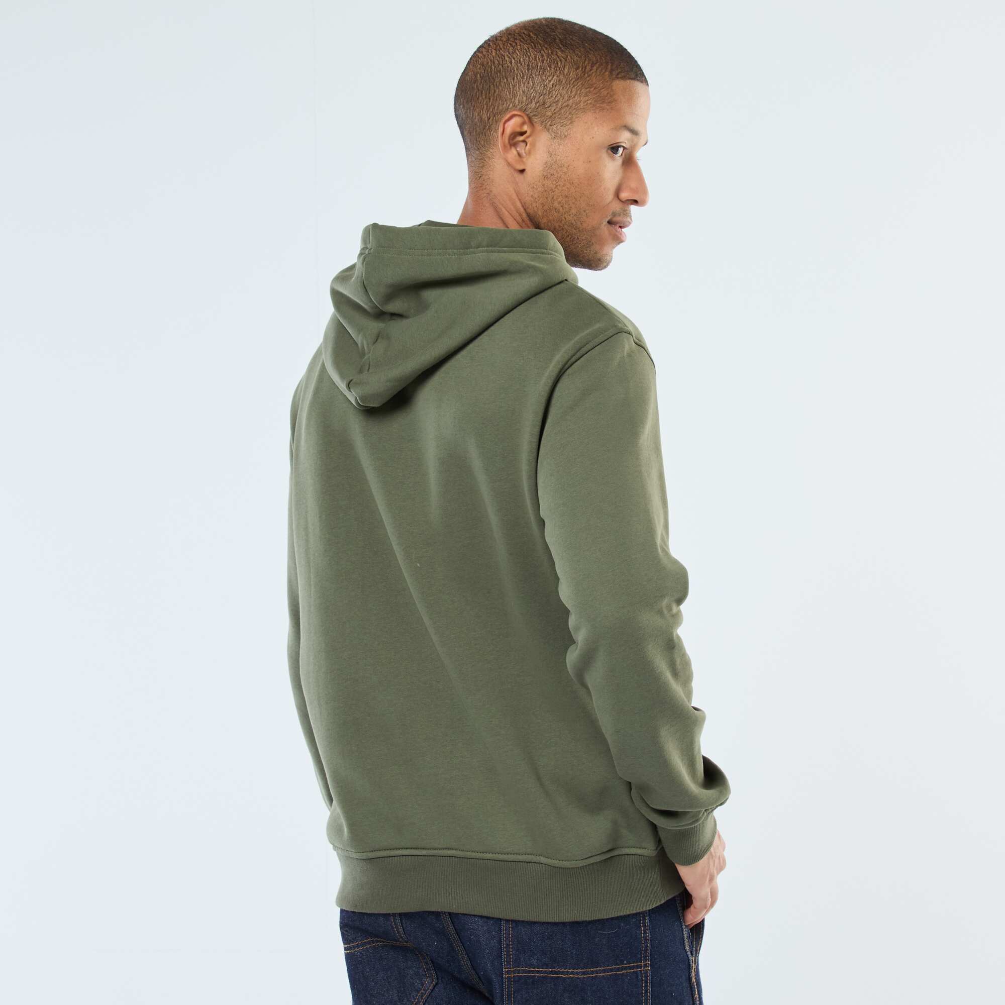 Brushed Fleece Hoodie with Kangaroo Pocket GREEN - Image 3