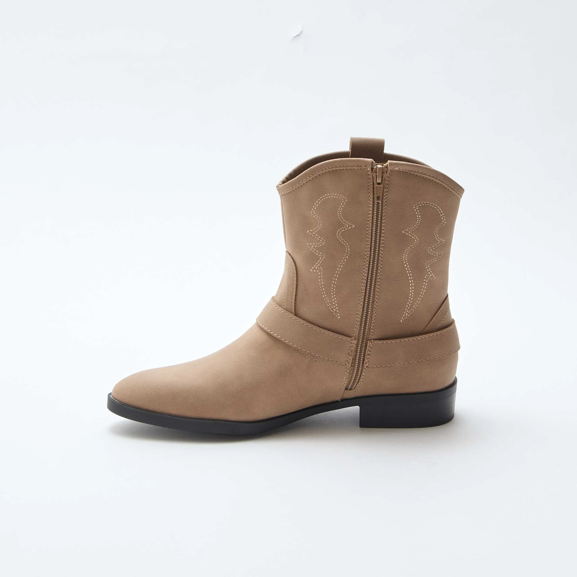 Buckled Western Boots BEIGE - Image 4
