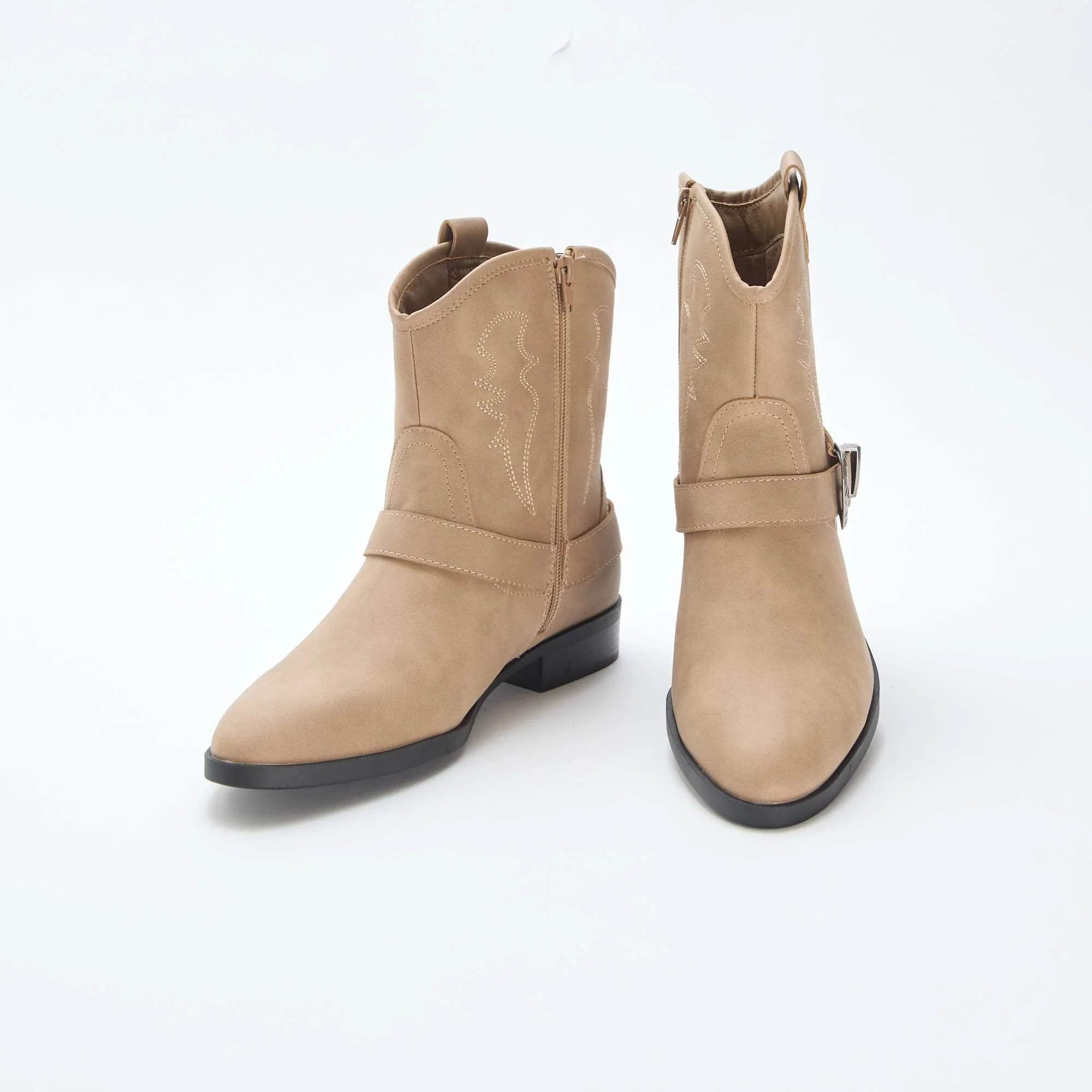 Buckled Western Boots BEIGE - Image 5