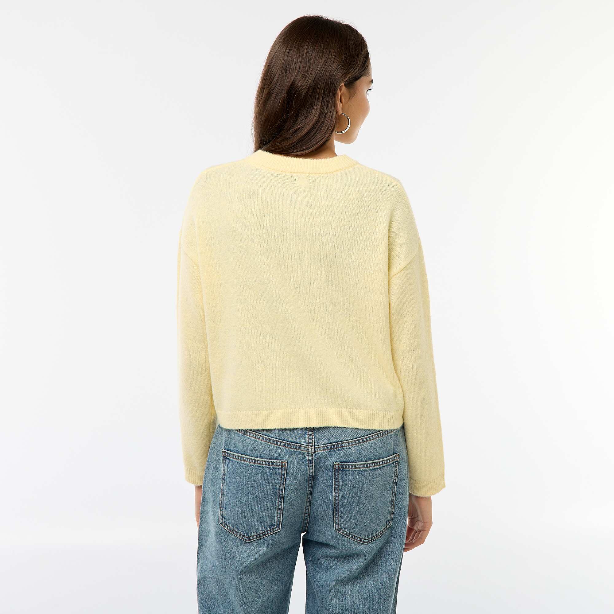 Buttoned Cardigan with 2 Patch Pockets YELLOW - Image 4