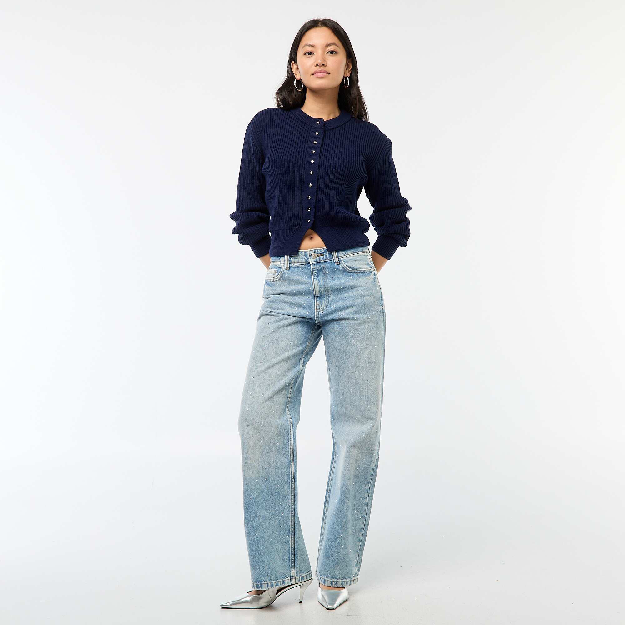Buttoned Chunky Knit Cardigan BLUE - Image 2