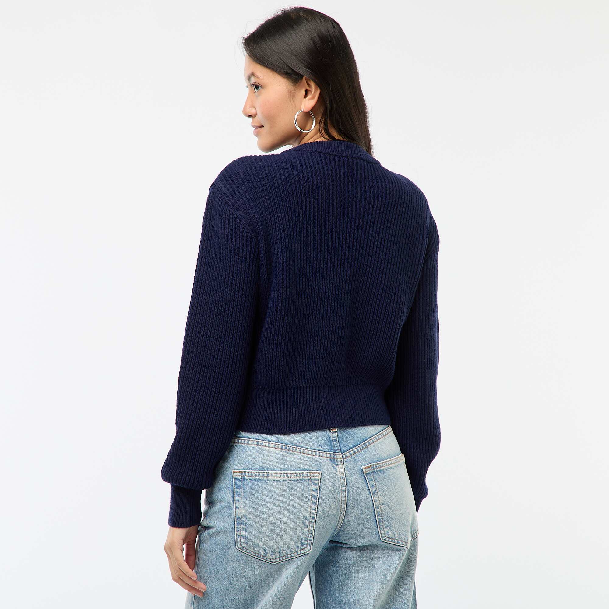 Buttoned Chunky Knit Cardigan BLUE - Image 4