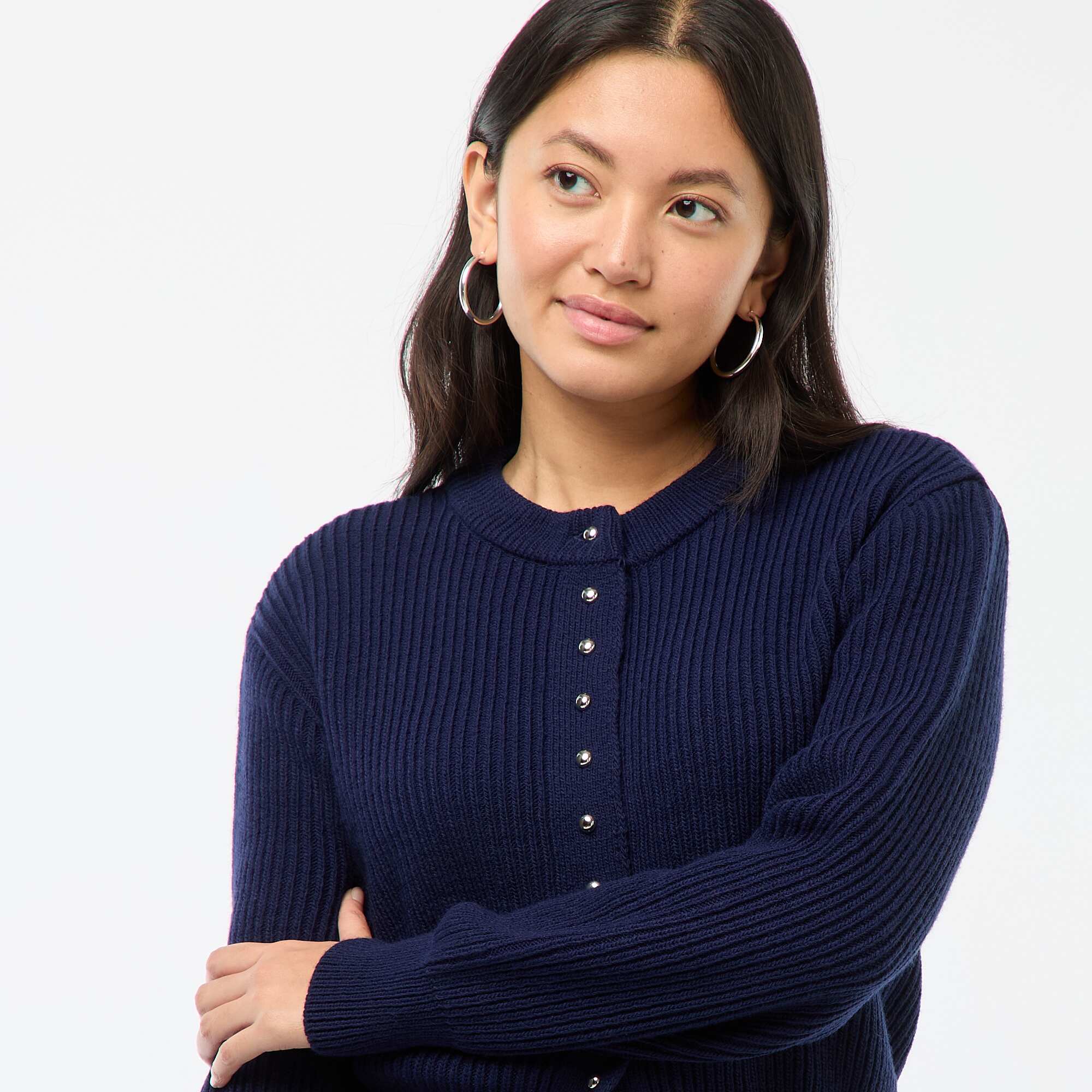 Buttoned Chunky Knit Cardigan BLUE - Image 5