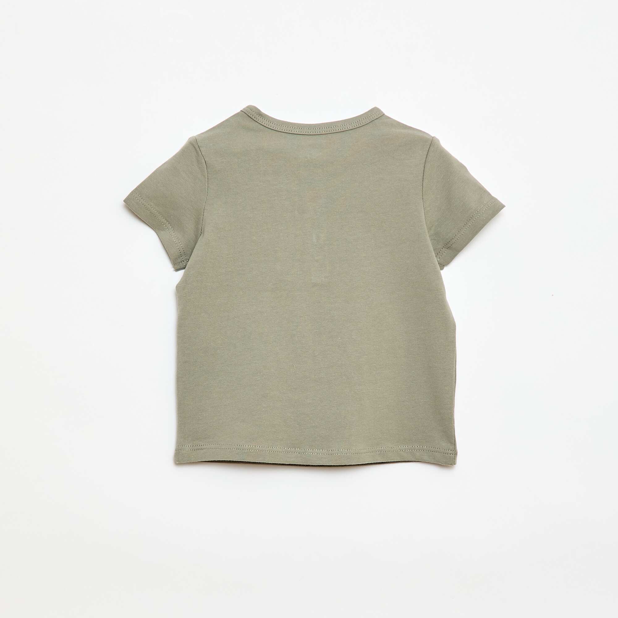 Buttoned Henley T-shirt GREEN - Image 3