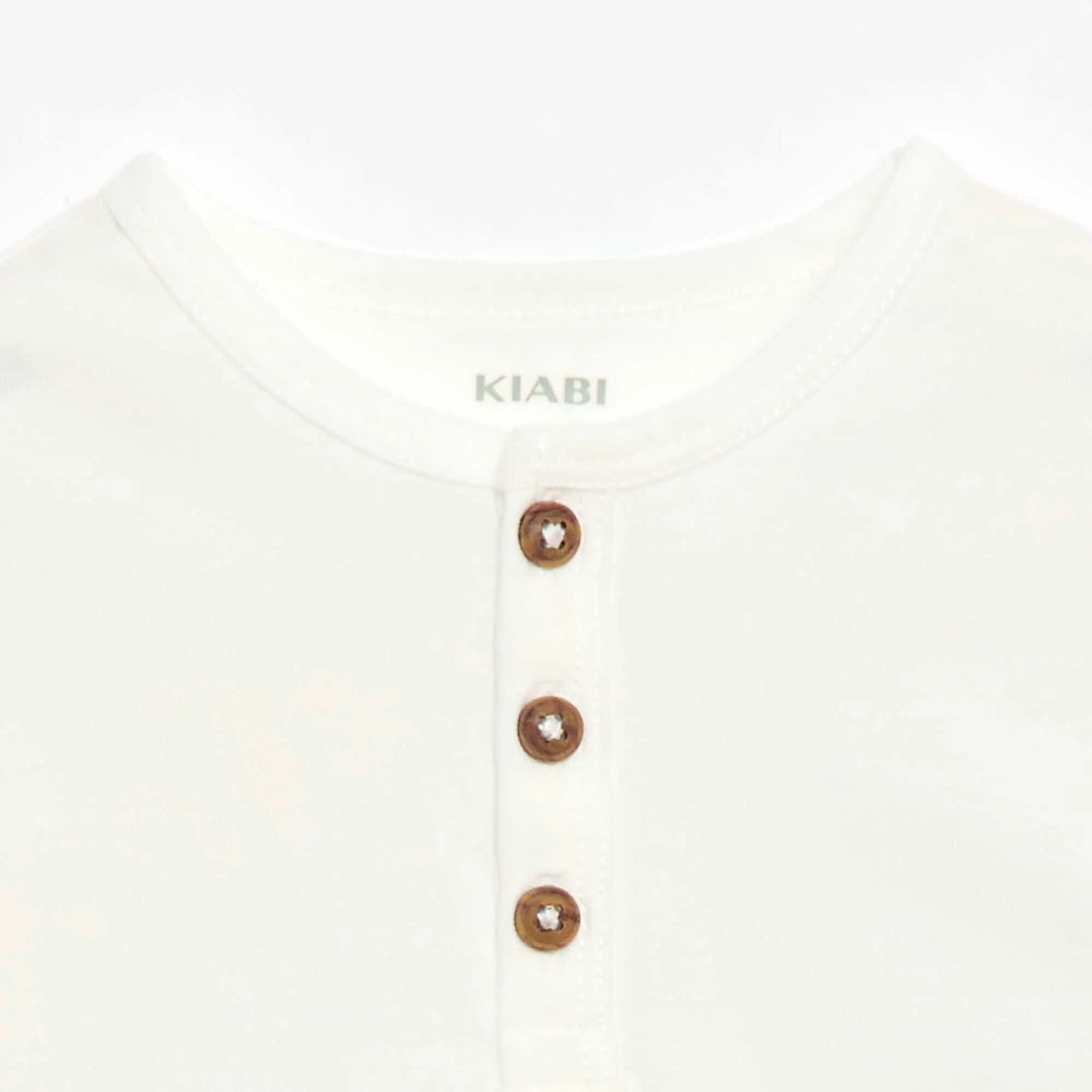 Buttoned Henley T-shirt WHITE - Image 2
