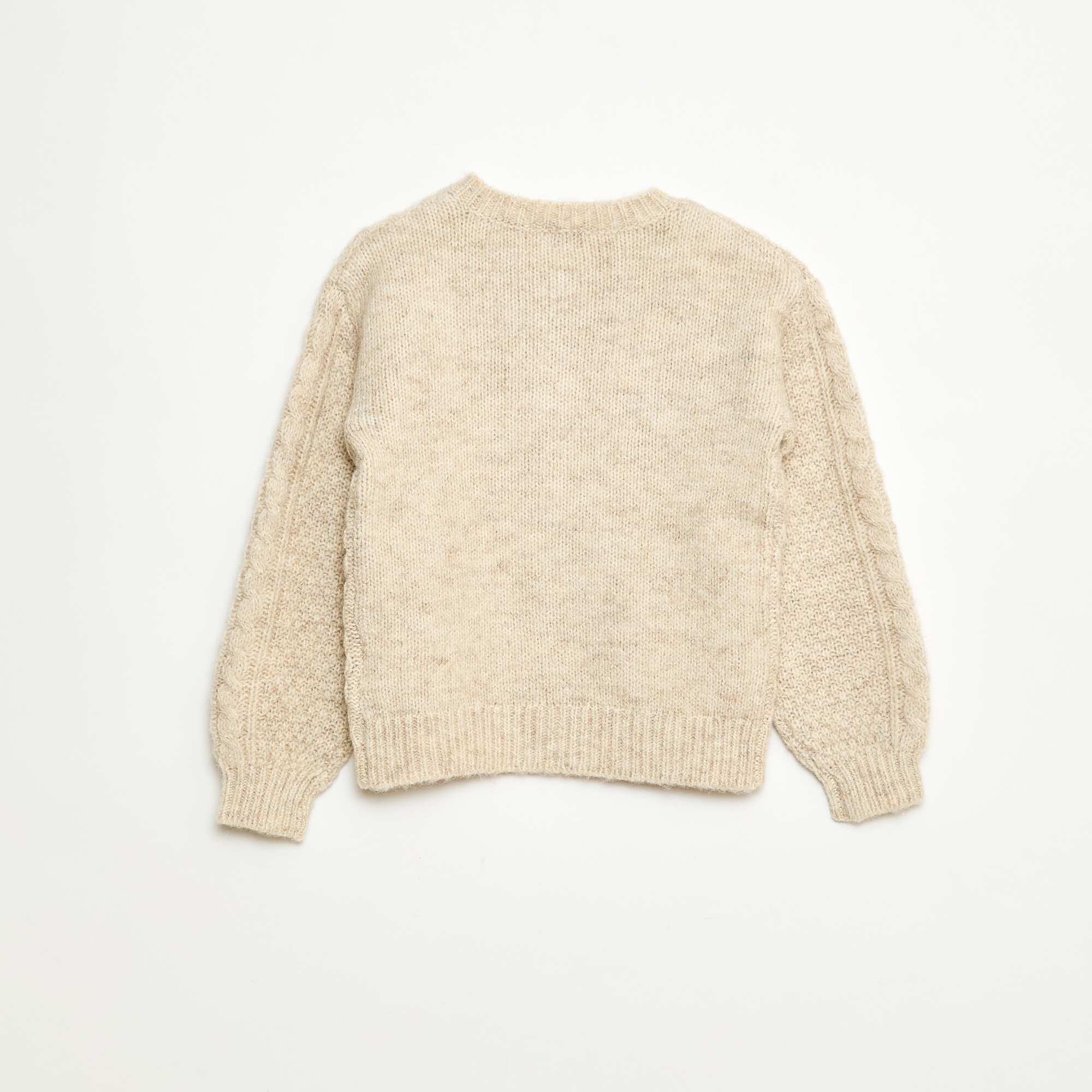 Cable Knit Cardigan with Button Fastening GREY - Image 2