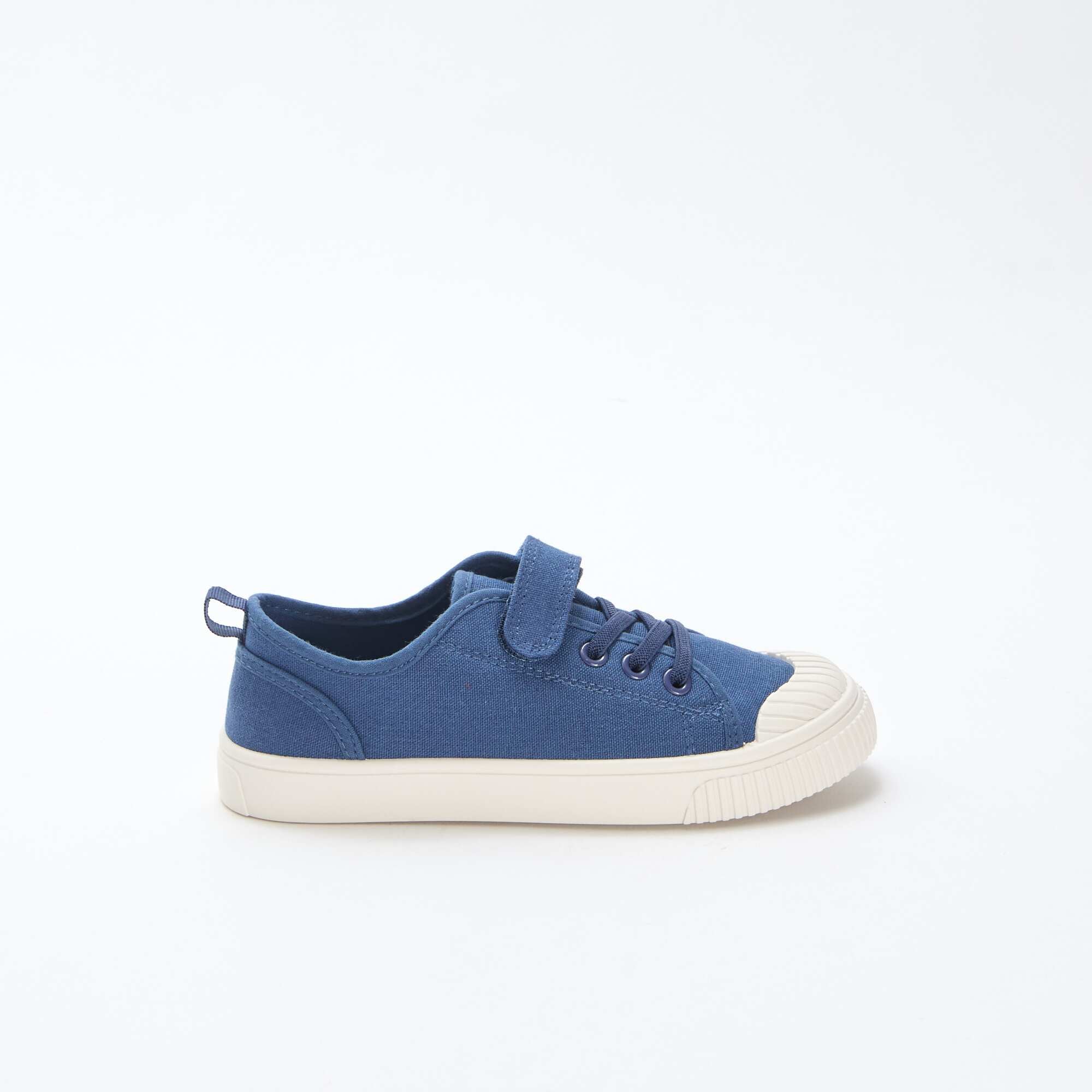 Canvas Low-Top Sneakers with Hook-and-Loop Fastening BLUE - Image 2