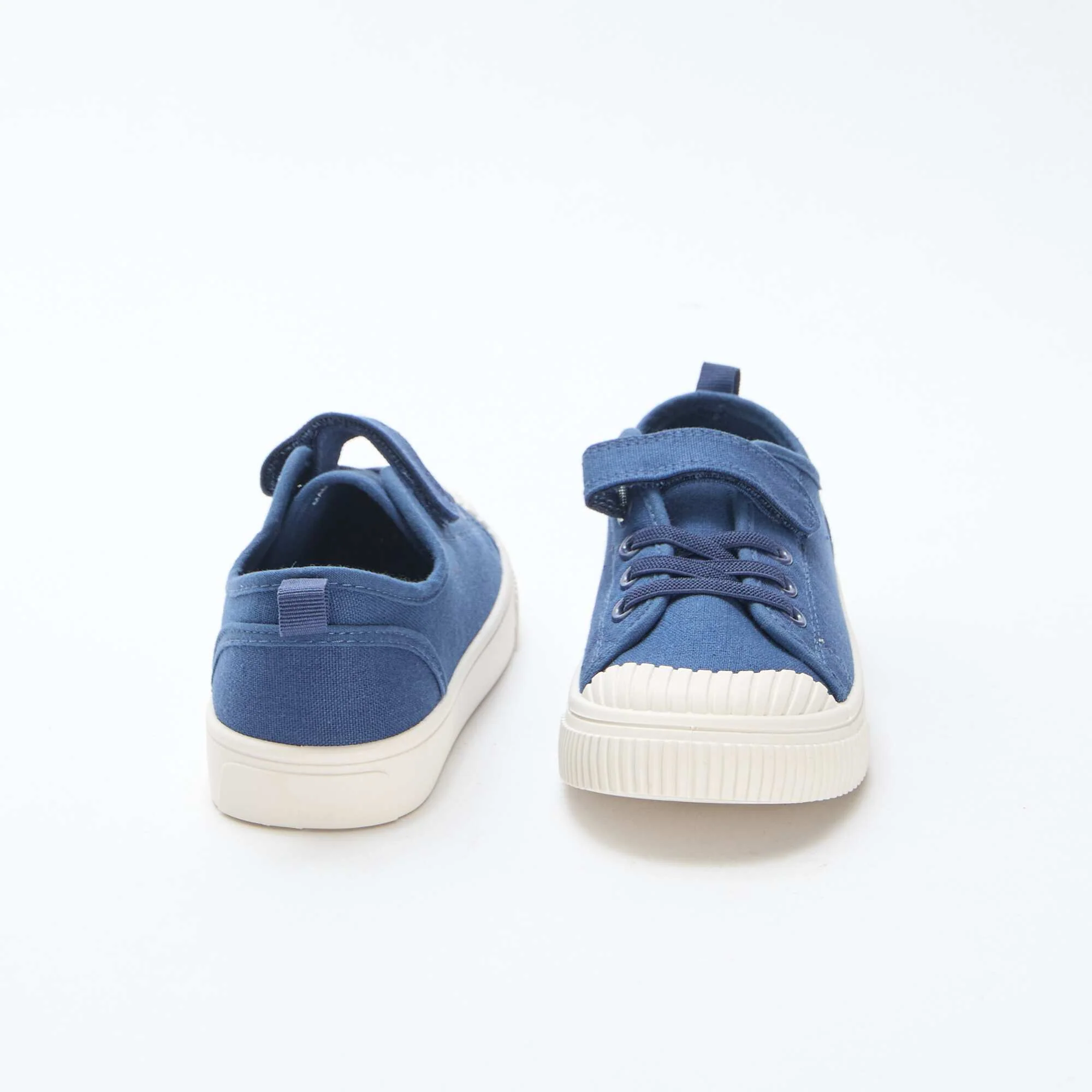 Canvas Low-Top Sneakers with Hook-and-Loop Fastening BLUE - Image 3