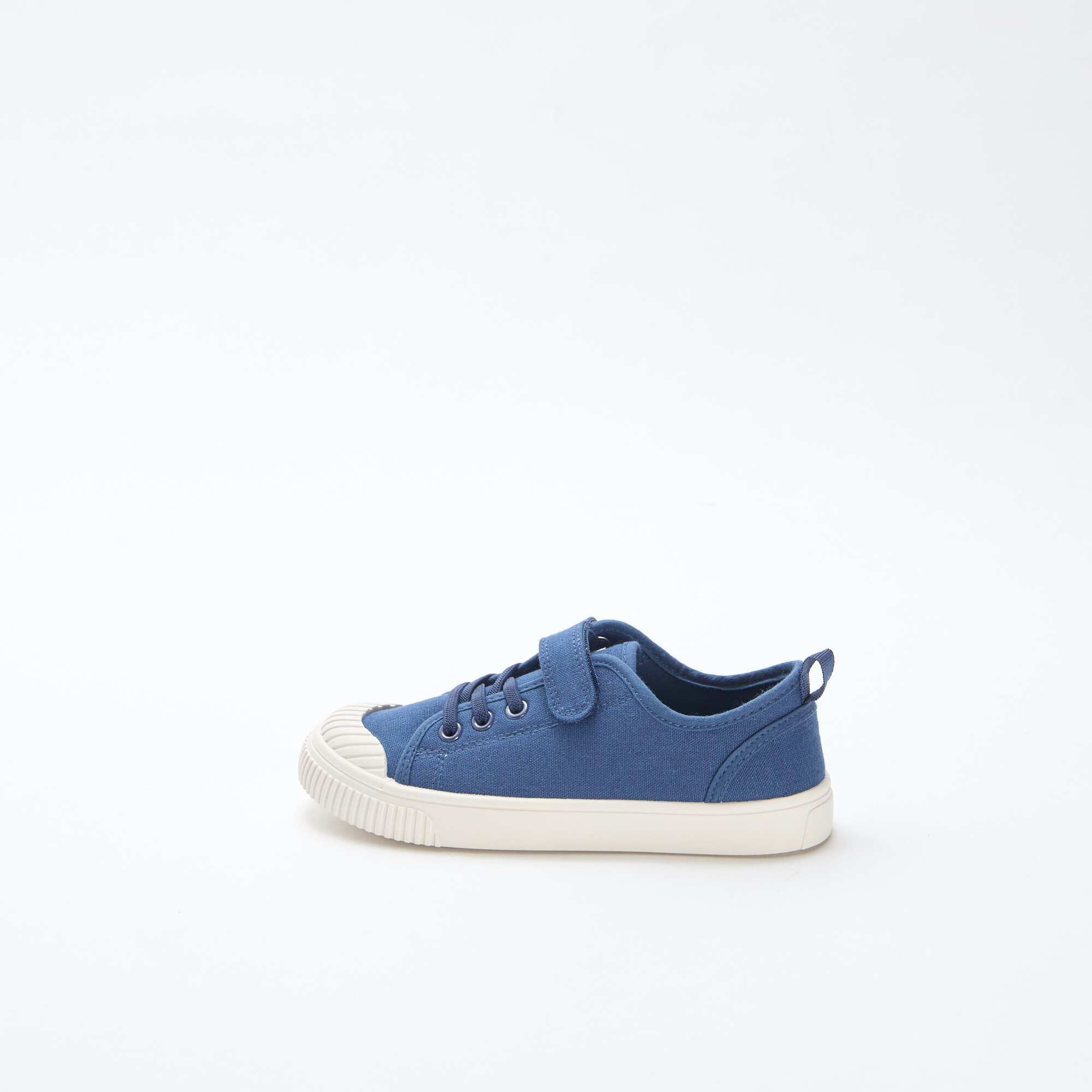 Canvas Low-Top Sneakers with Hook-and-Loop Fastening BLUE - Image 4
