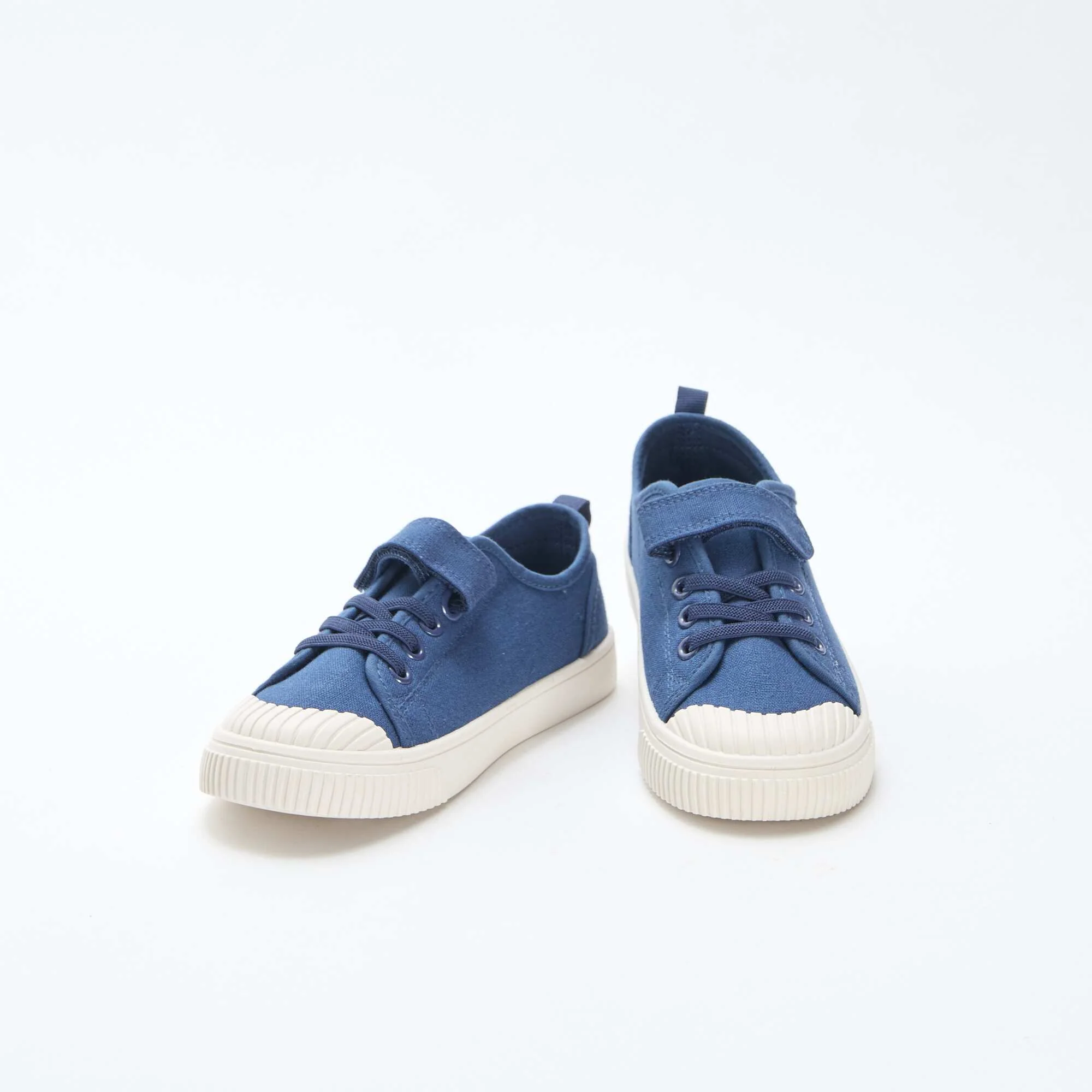 Canvas Low-Top Sneakers with Hook-and-Loop Fastening BLUE - Image 5