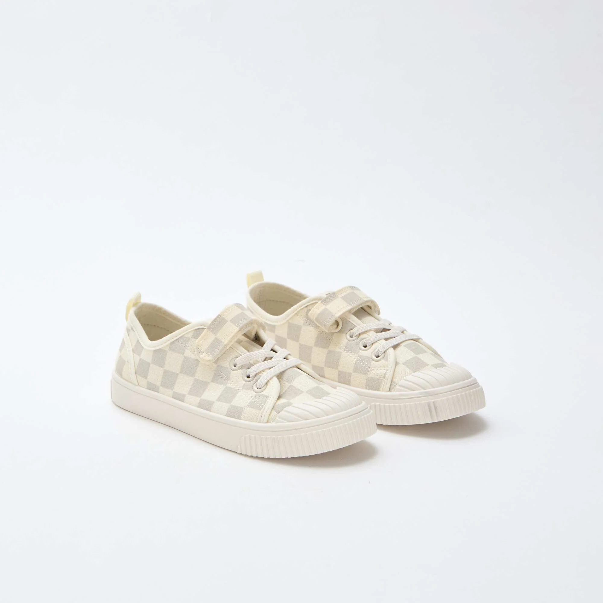 Canvas Low-Top Sneakers with Hook-and-Loop Fastening GREY