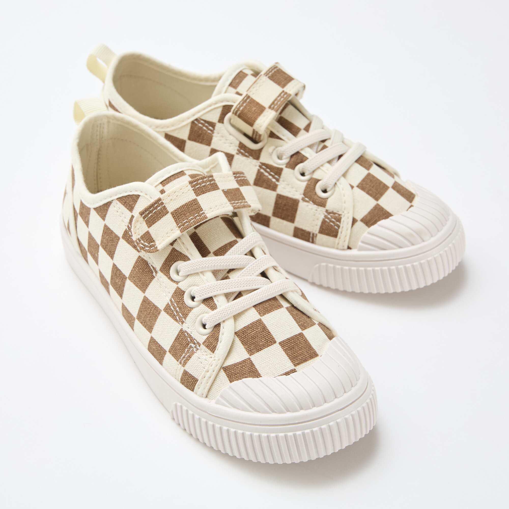 Canvas Sneakers with Hook and Loop Fastening BROWN - Image 5