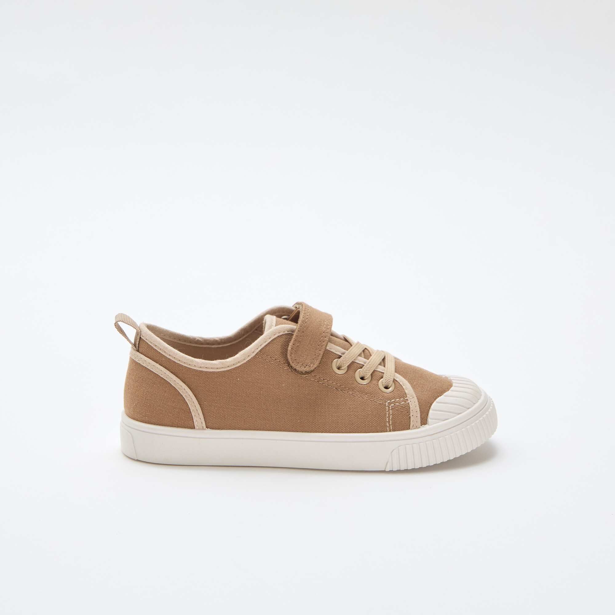 Canvas Sneakers with Hook and Loop Fastening BROWN - Image 2