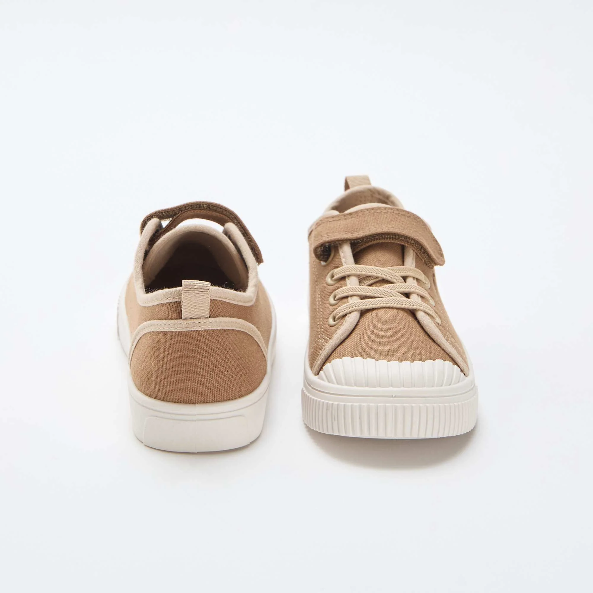 Canvas Sneakers with Hook and Loop Fastening BROWN - Image 3