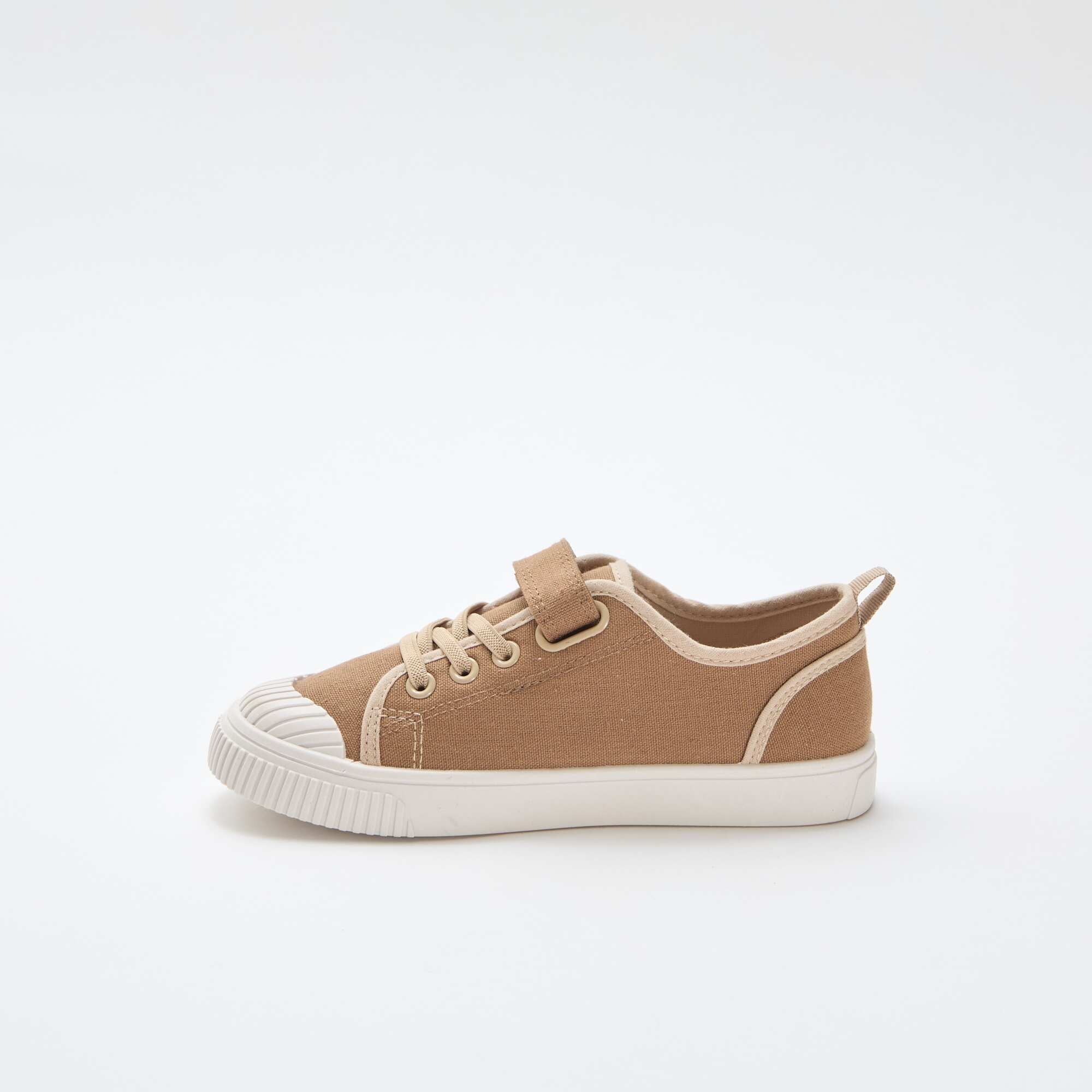Canvas Sneakers with Hook and Loop Fastening BROWN - Image 4