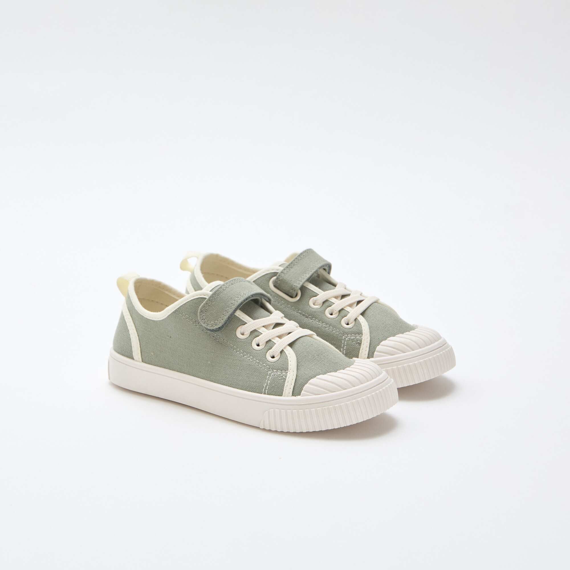 Canvas Sneakers with Hook-and-Loop Fastening GREEN