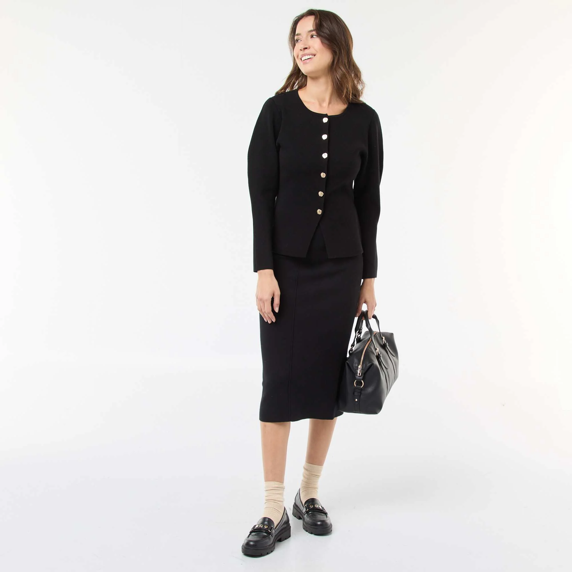 Cardigan with Gold Buttons BLACK - Image 2