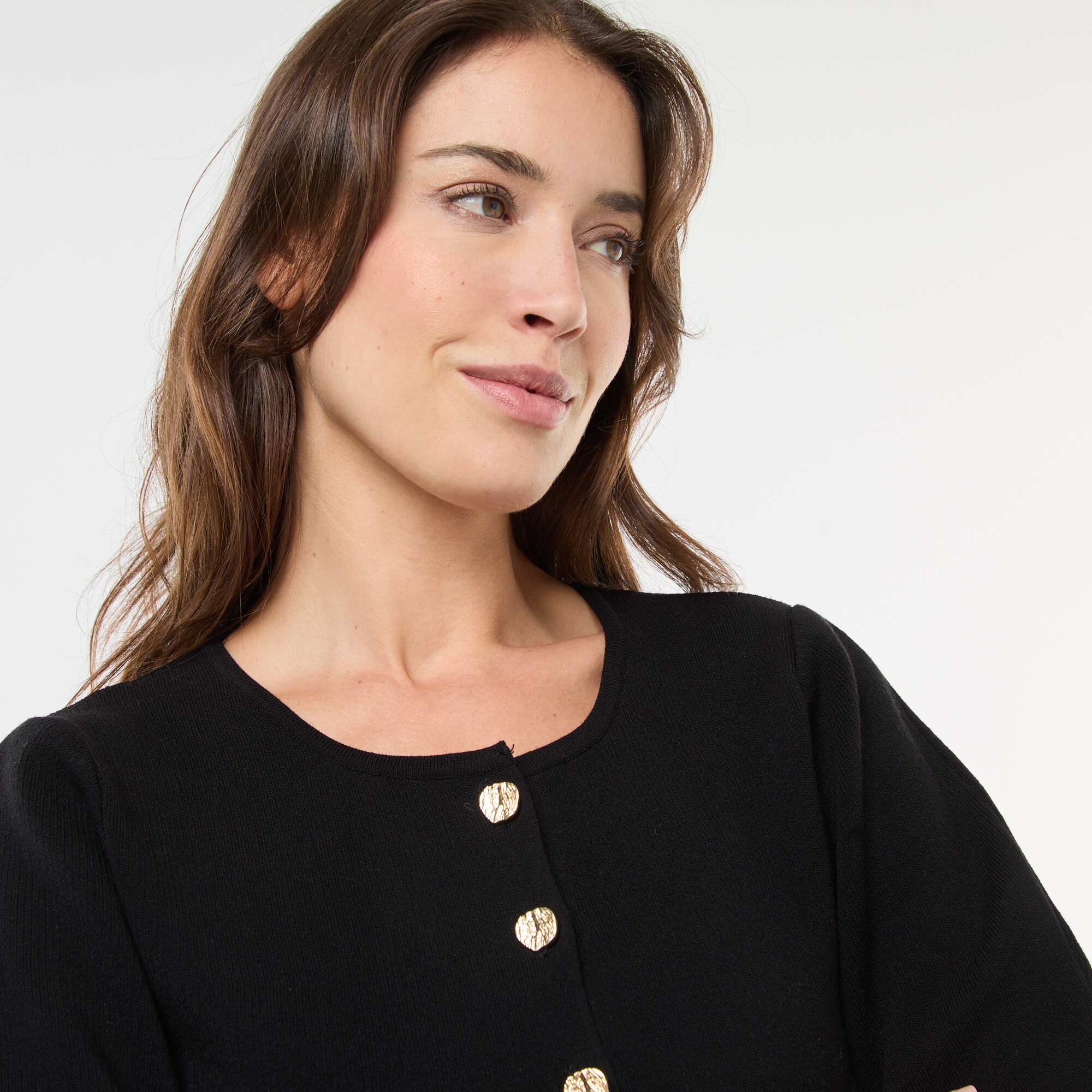 Cardigan with Gold Buttons BLACK - Image 3