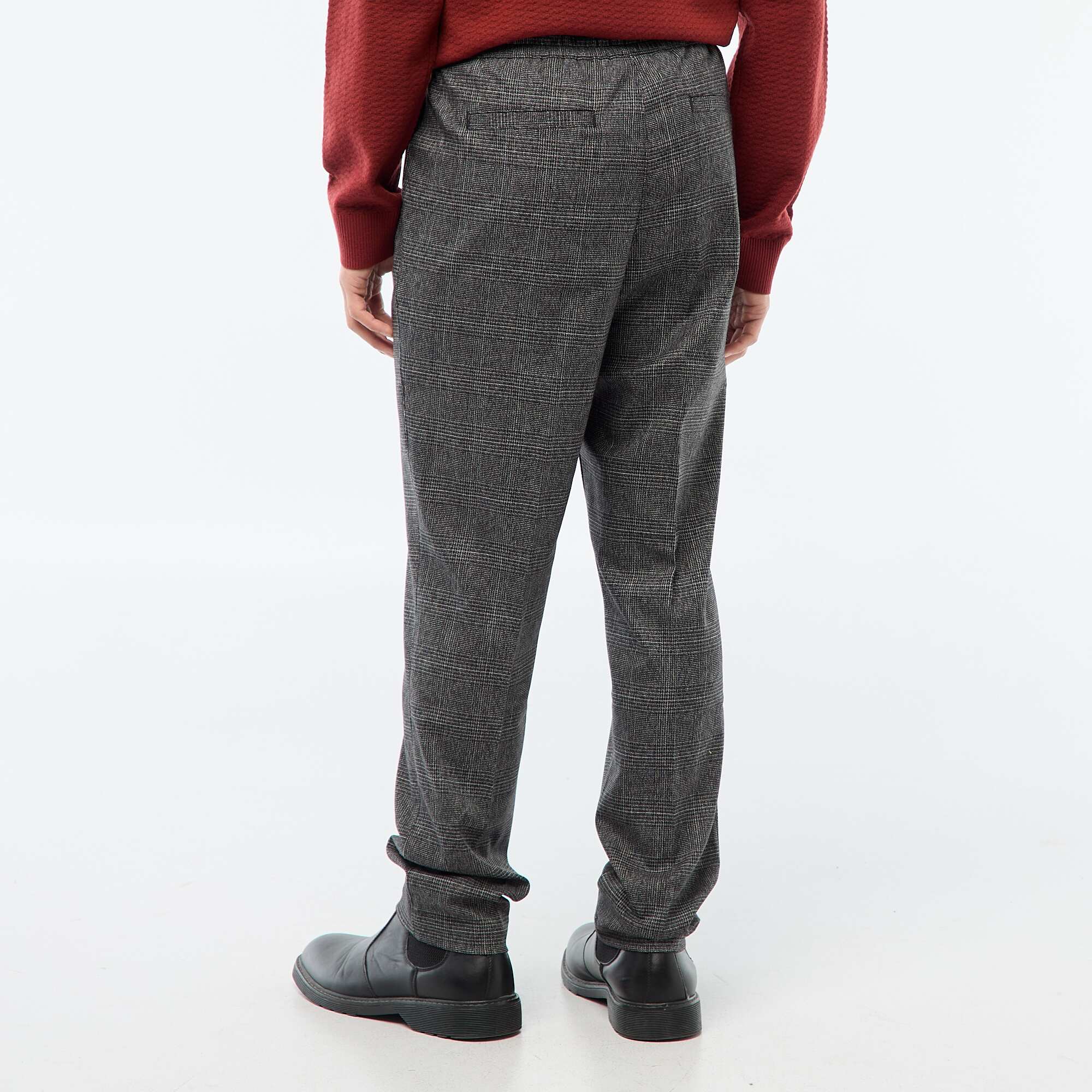 Checked Jogger-Style Trousers BLACK - Image 3
