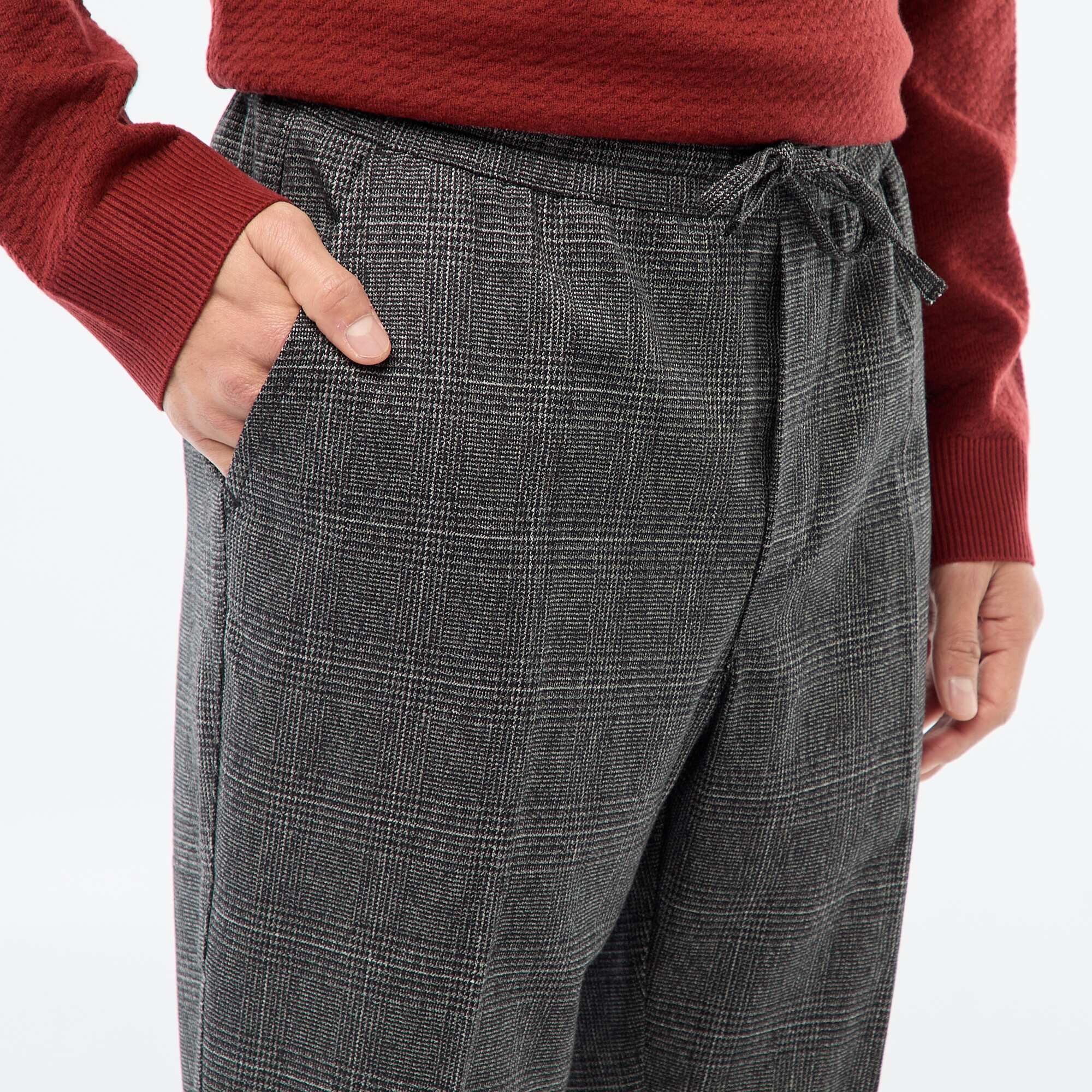 Checked Jogger-Style Trousers BLACK - Image 4