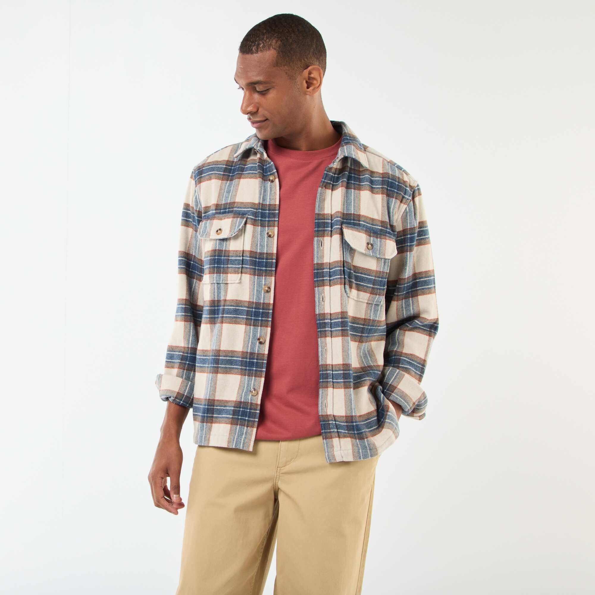 Checked Overshirt BEIGE