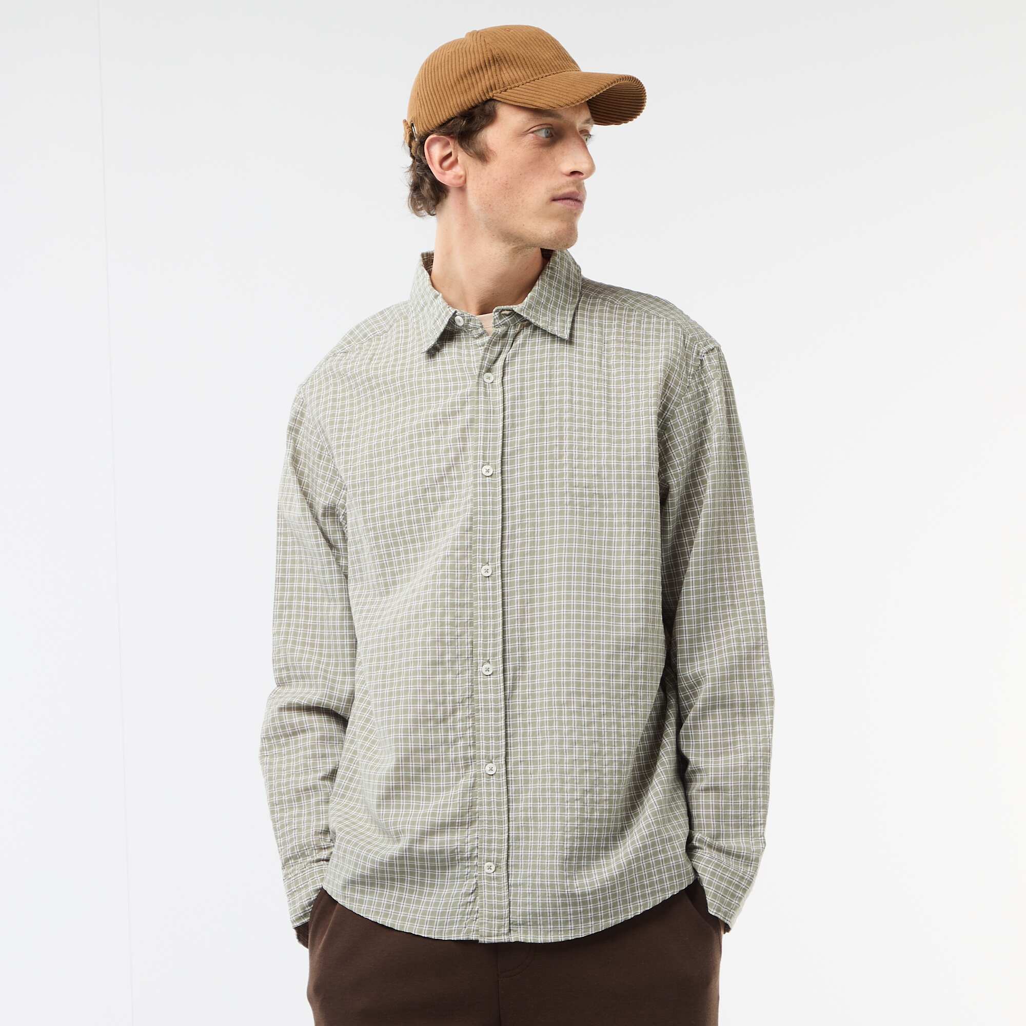 Checked Shirt KHAKI - Image 3