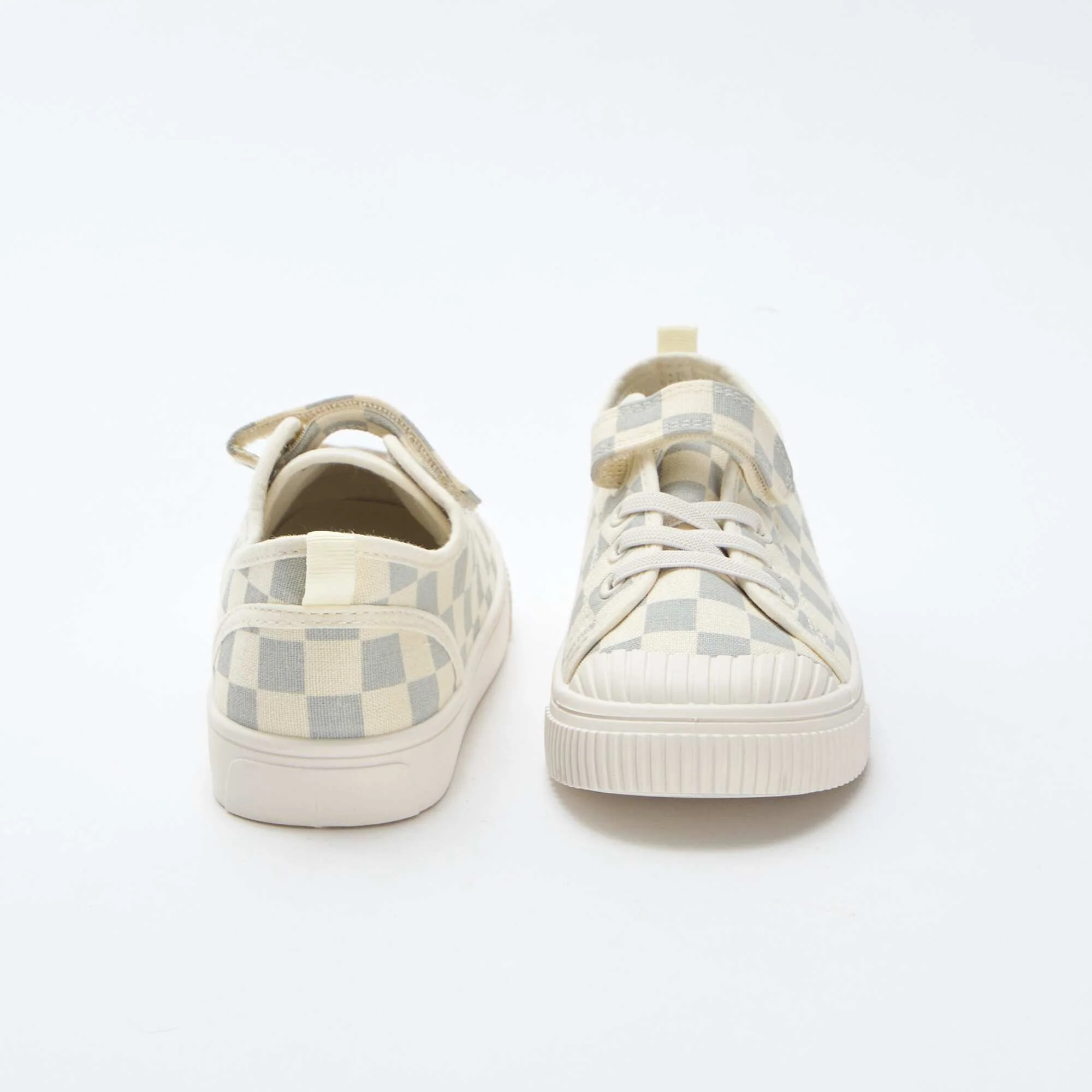 Checkerboard Print Canvas Sneakers BLUE - Image 3