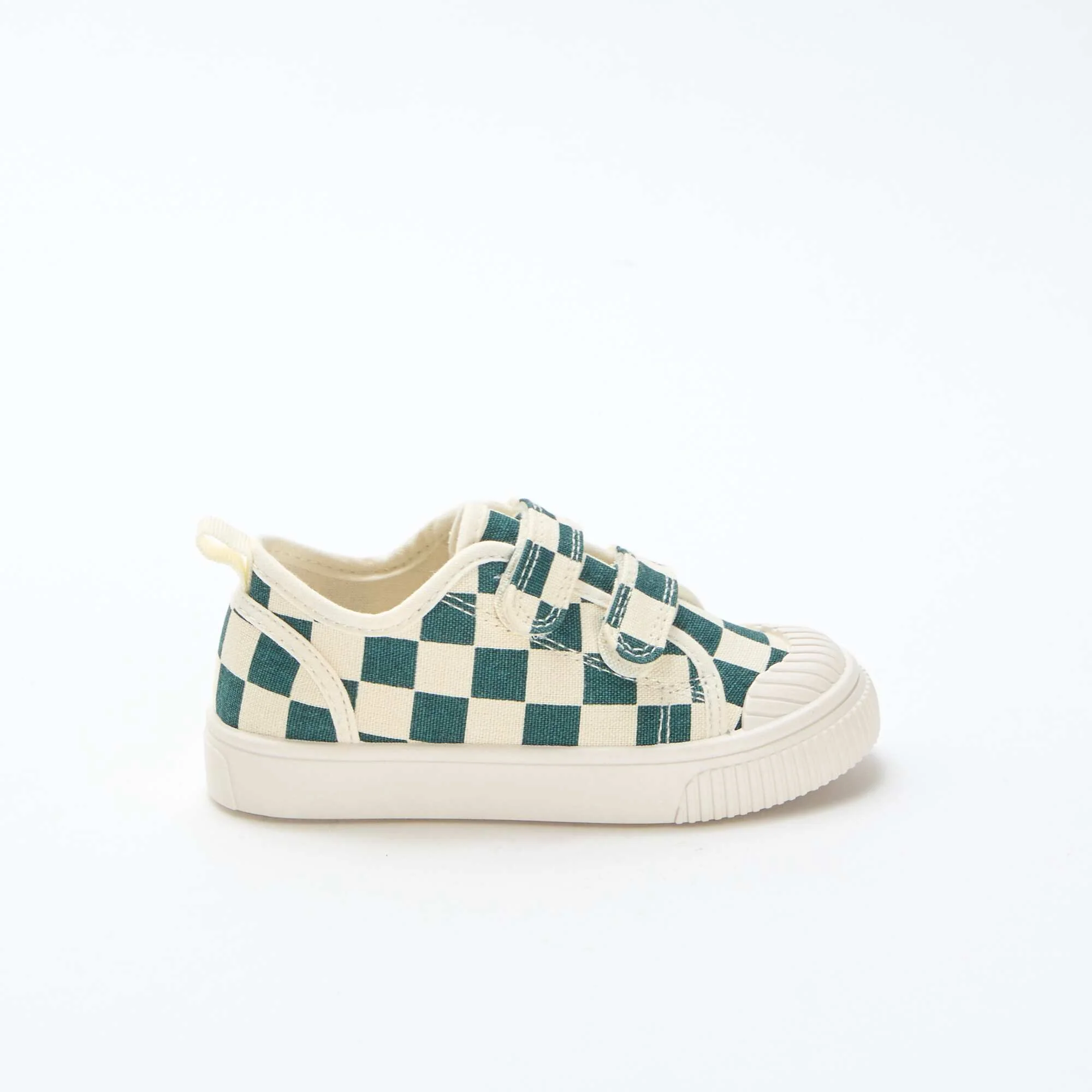 Checkerboard Print Canvas Sneakers GREEN - Image 2