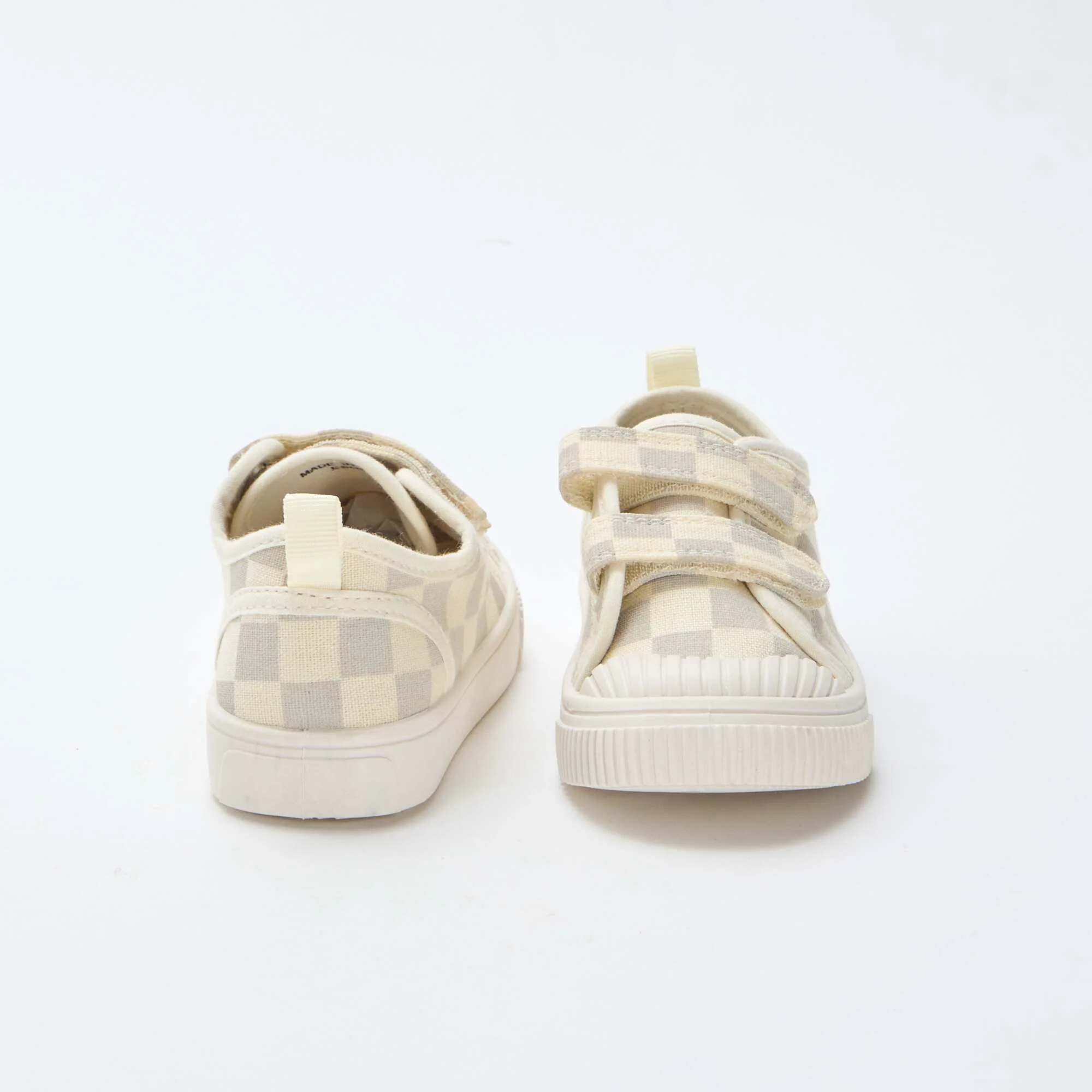 Checkerboard Print Canvas Sneakers GREY - Image 3