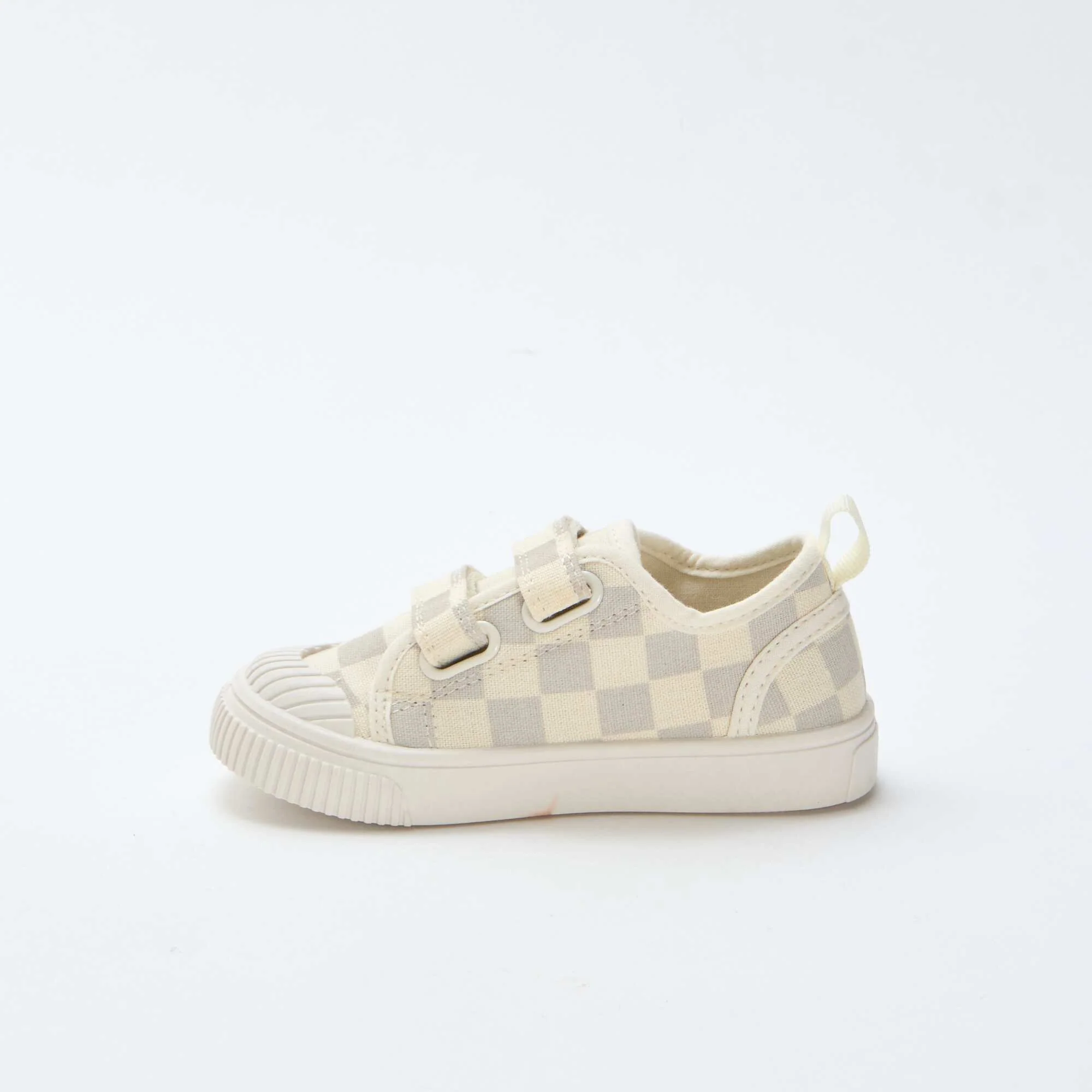 Checkerboard Print Canvas Sneakers GREY - Image 4